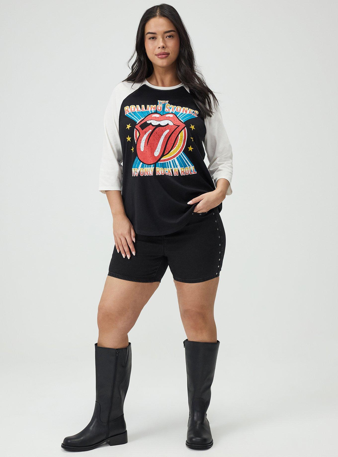 The Rolling Stones Cotton Jersey 3/4 Sleeve Raglan Tee, THE ROLLING STONES ONLY ROCK DEEP BLACK, hi-res