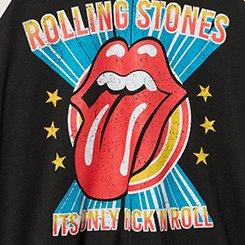 The Rolling Stones Cotton Jersey 3/4 Sleeve Raglan Tee, THE ROLLING STONES ONLY ROCK DEEP BLACK, swatch