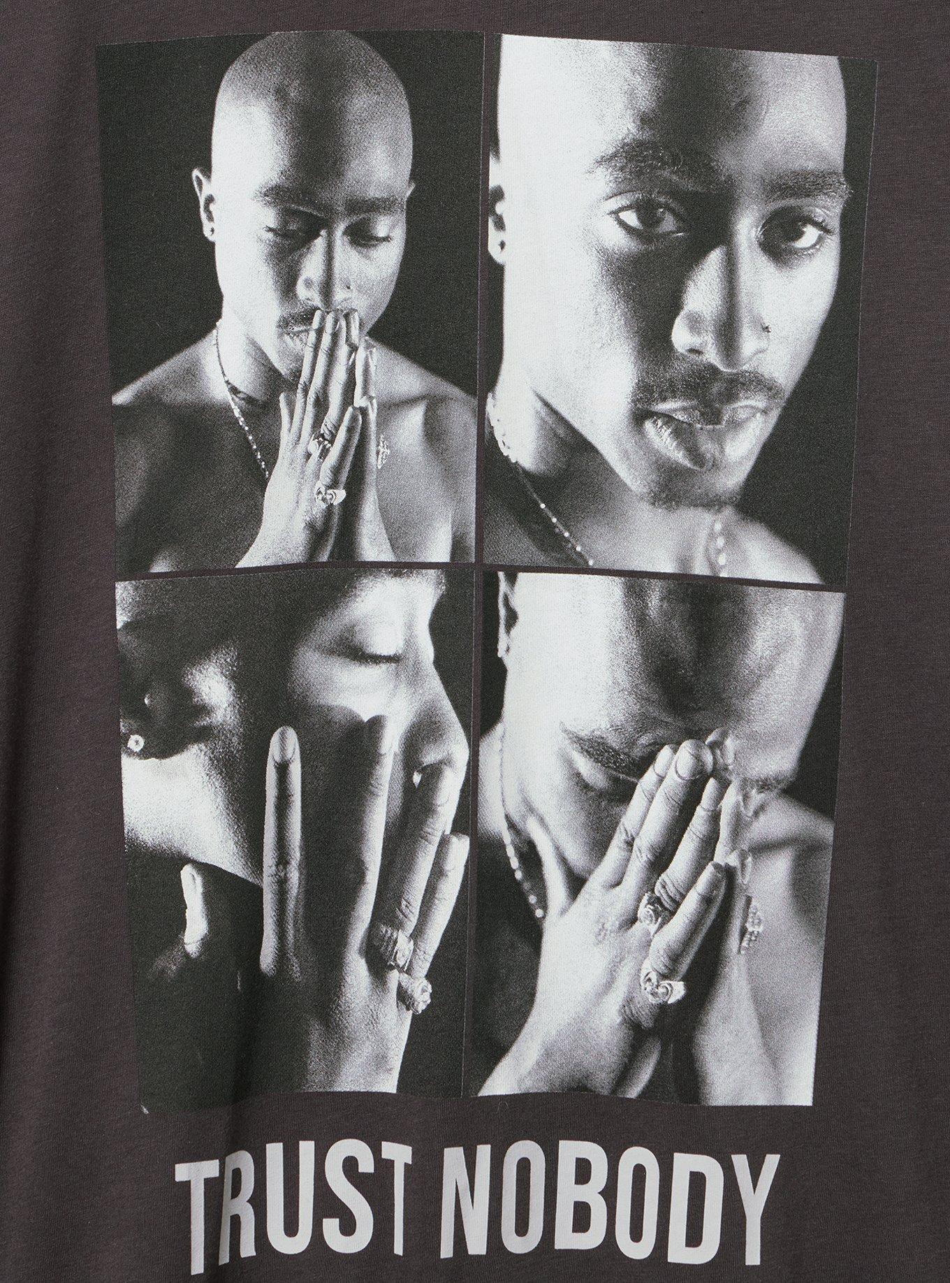Tupac Slim Cotton Jersey Seam Tee, TUPAC TRUST NOBODY OBSIDIAN, alternate