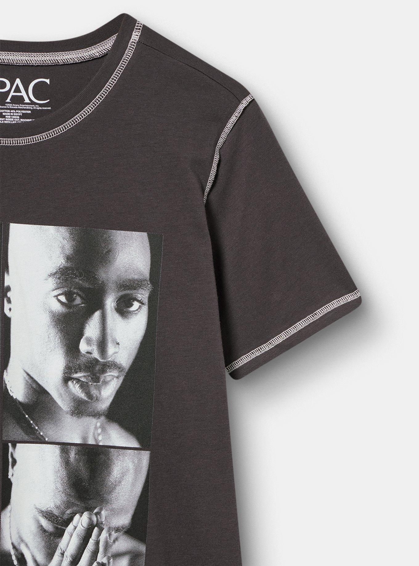 Tupac Slim Cotton Jersey Seam Tee, TUPAC TRUST NOBODY OBSIDIAN, alternate