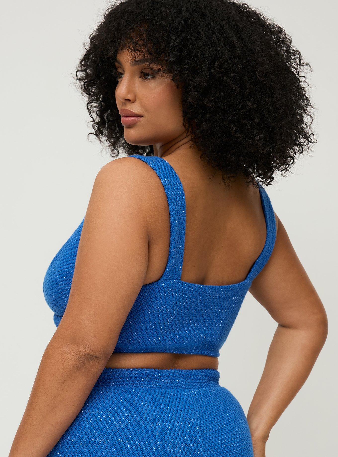 Studio Crop Knit Top, VICTORIA BLUE, alternate