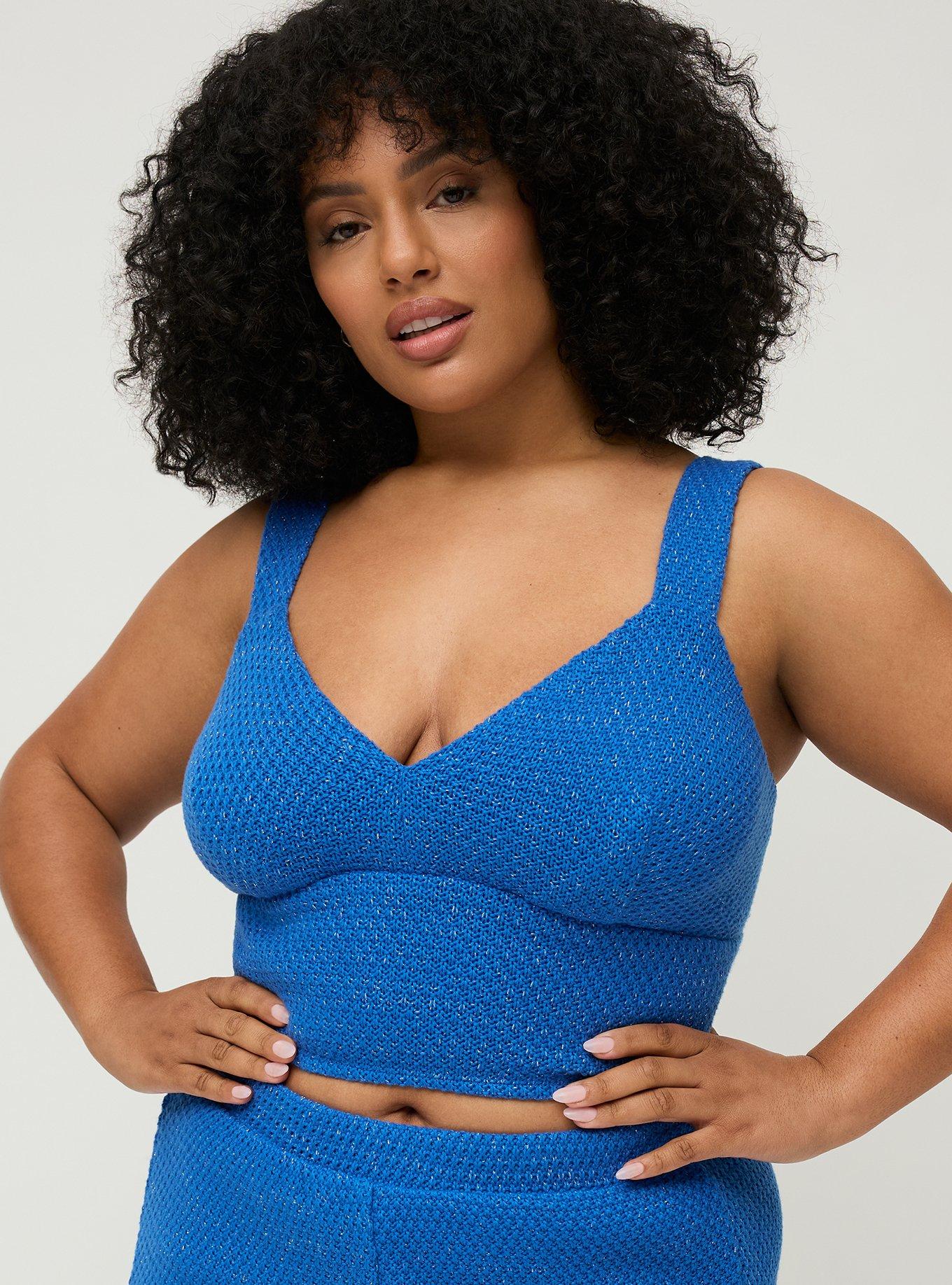 Studio Crop Knit Top, VICTORIA BLUE, alternate