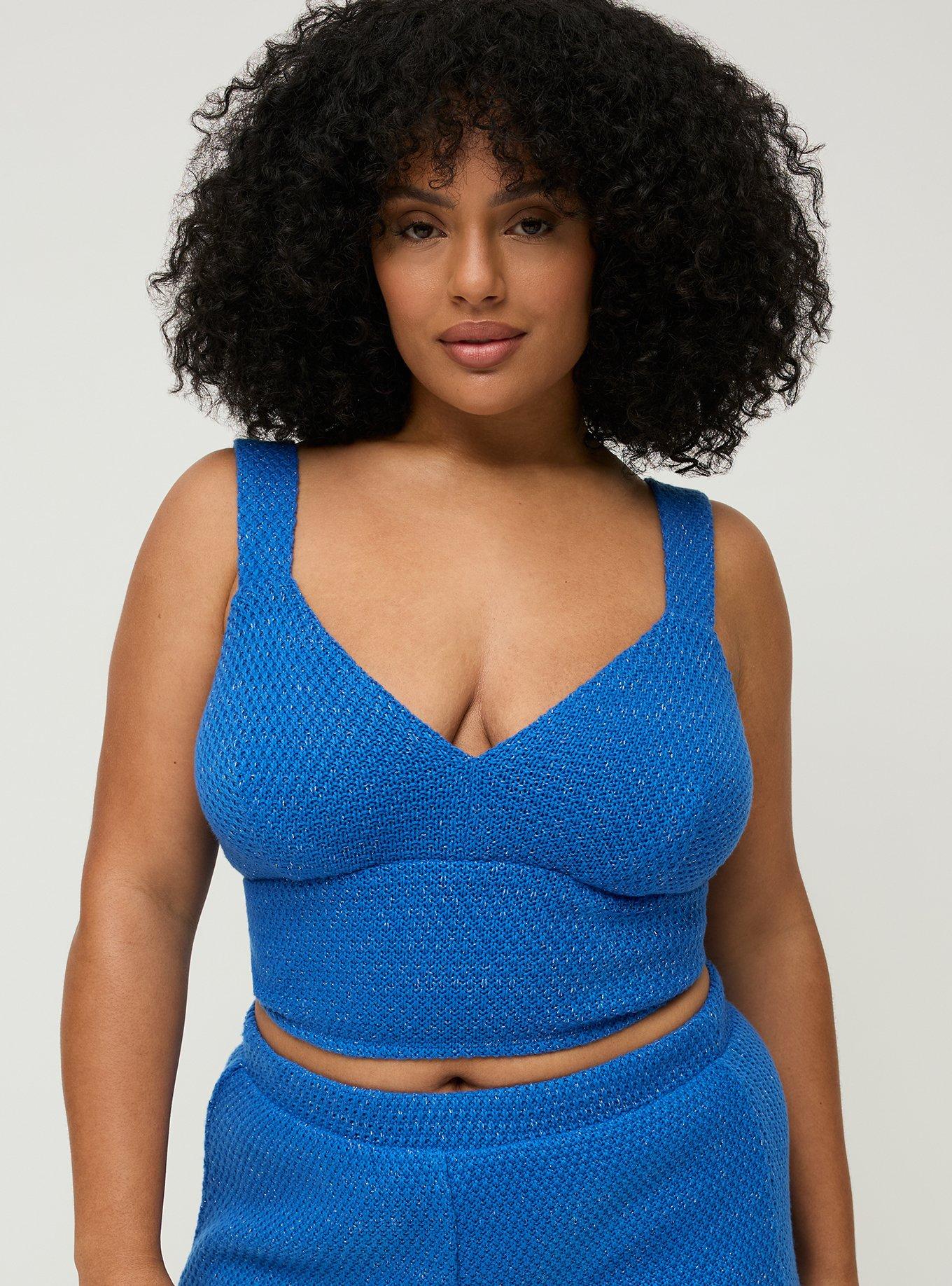 Studio Crop Knit Top, VICTORIA BLUE, hi-res