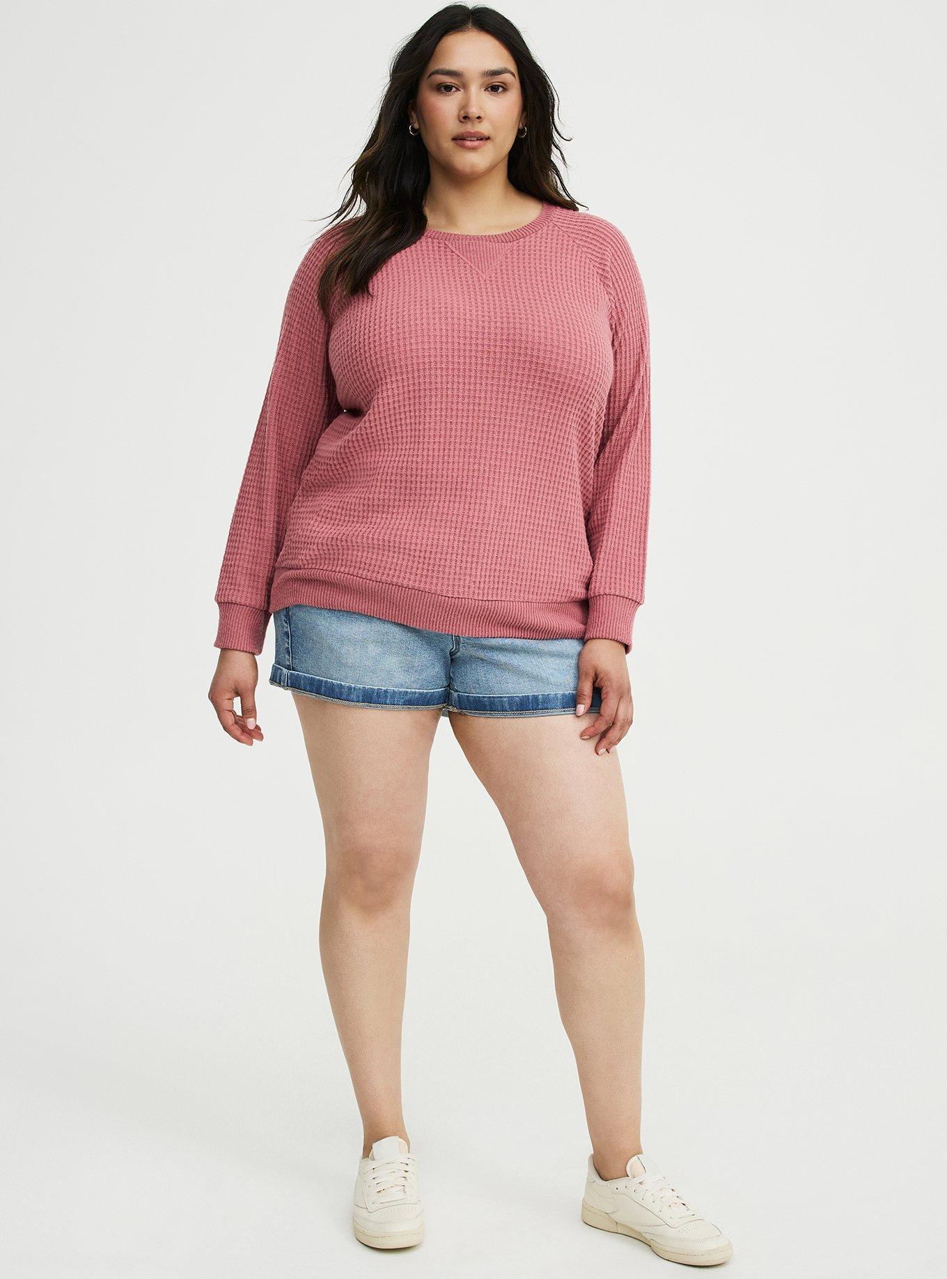 Brushed Waffle Raglan Sweatshirt, MESA ROSE, alternate