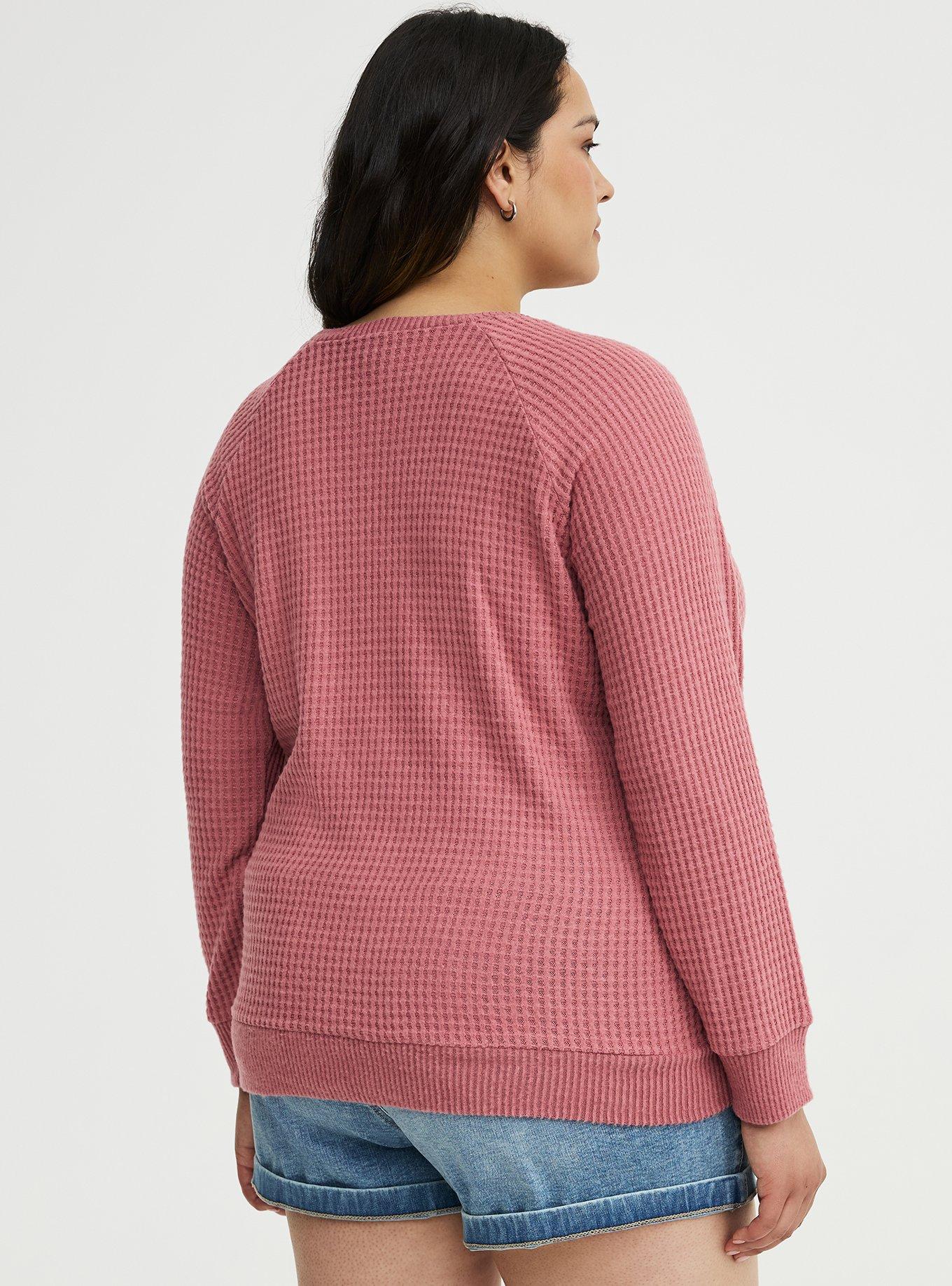 Brushed Waffle Raglan Sweatshirt, MESA ROSE, alternate