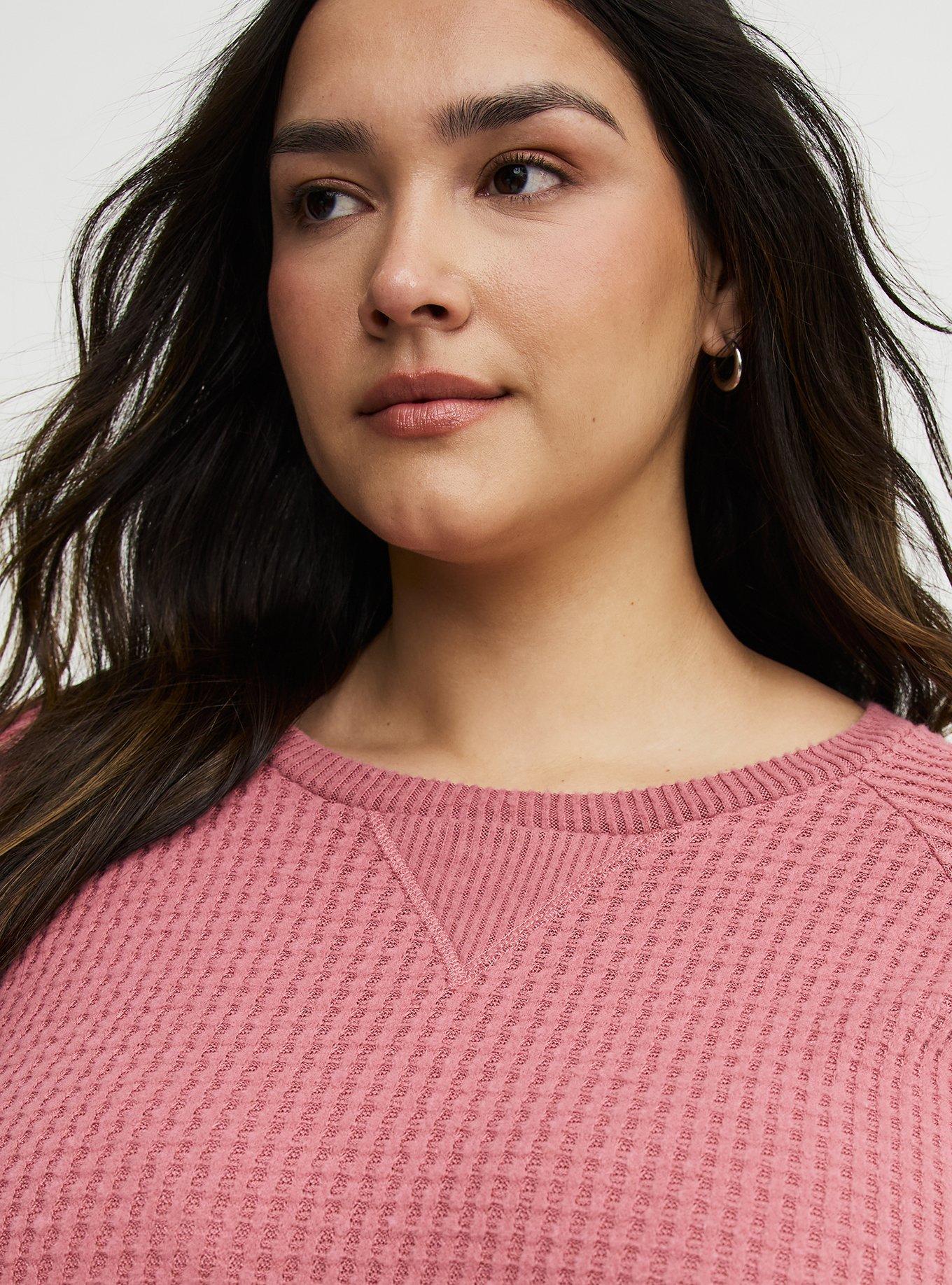 Brushed Waffle Raglan Sweatshirt, MESA ROSE, alternate