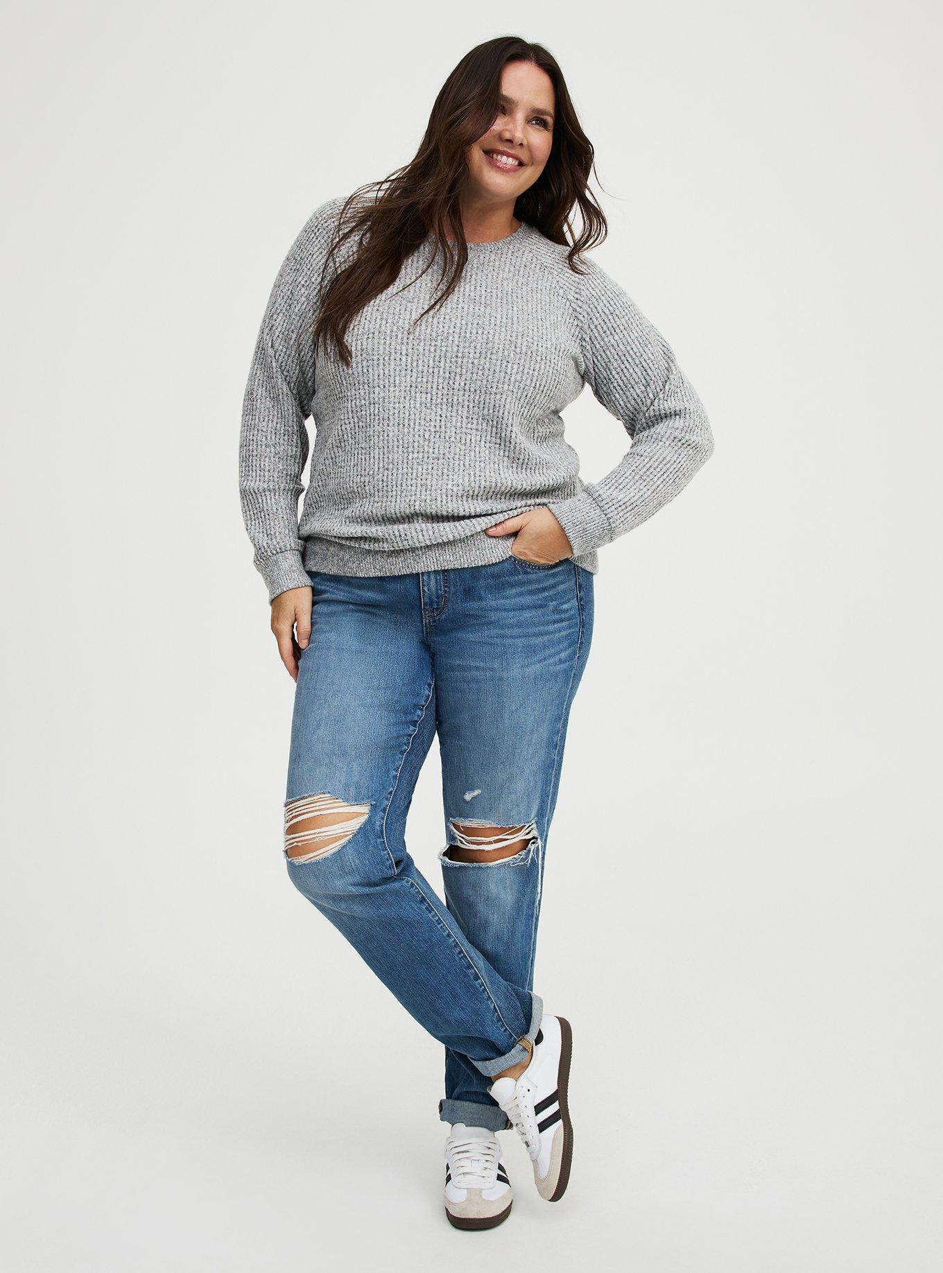 Brushed Waffle Raglan Sweatshirt, MED HEATHER GREY, alternate
