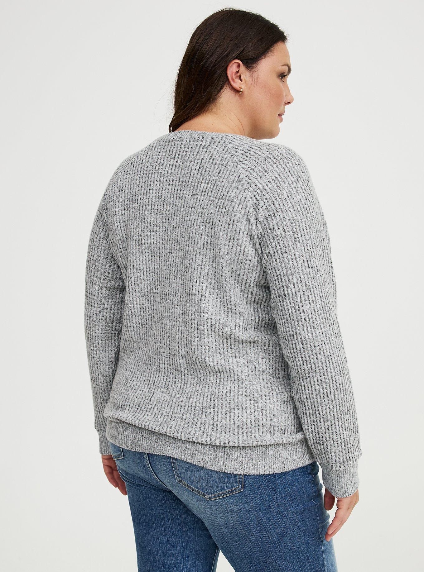 Brushed Waffle Raglan Sweatshirt, MED HEATHER GREY, alternate