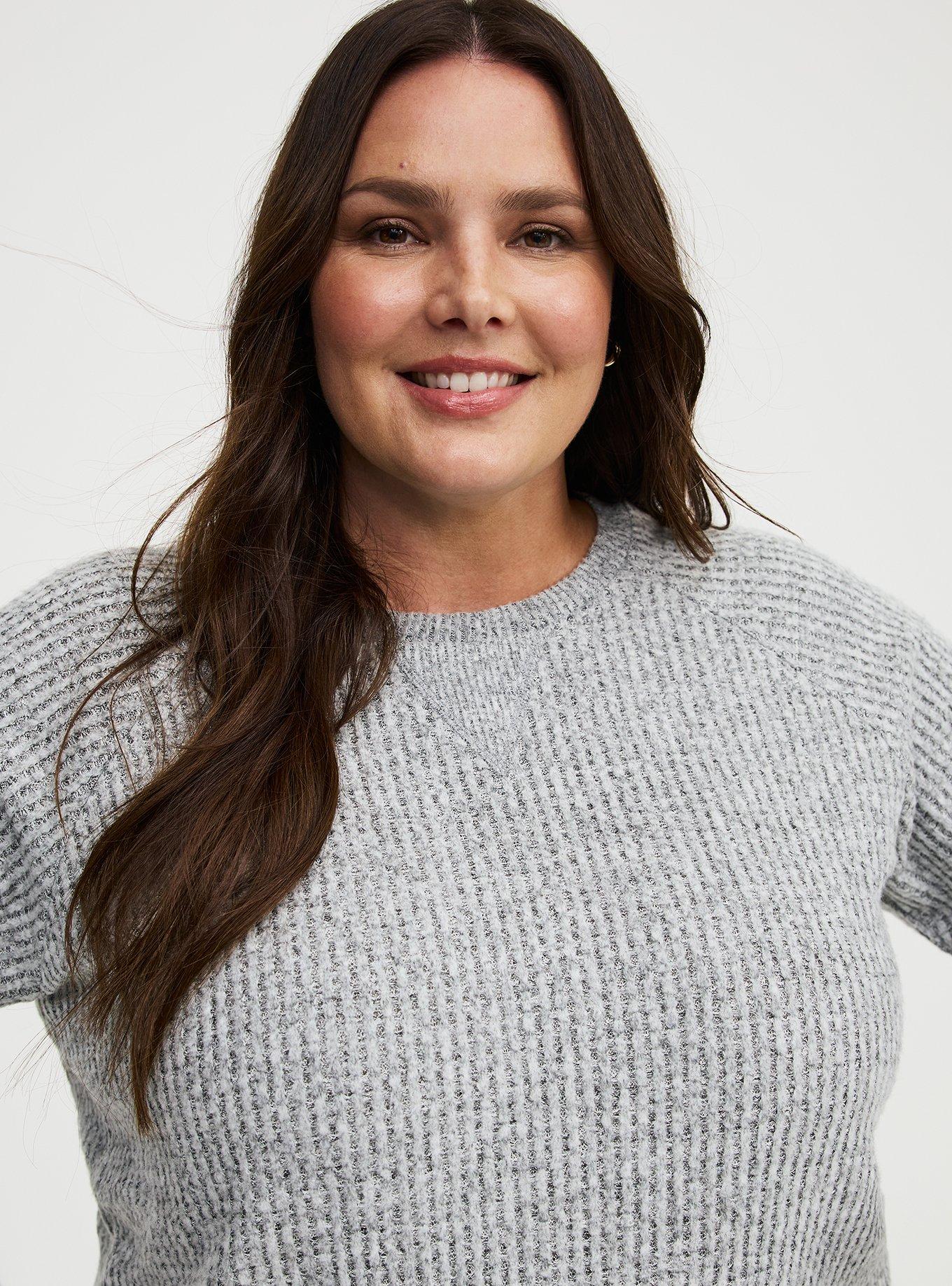 Brushed Waffle Raglan Sweatshirt, MED HEATHER GREY, alternate