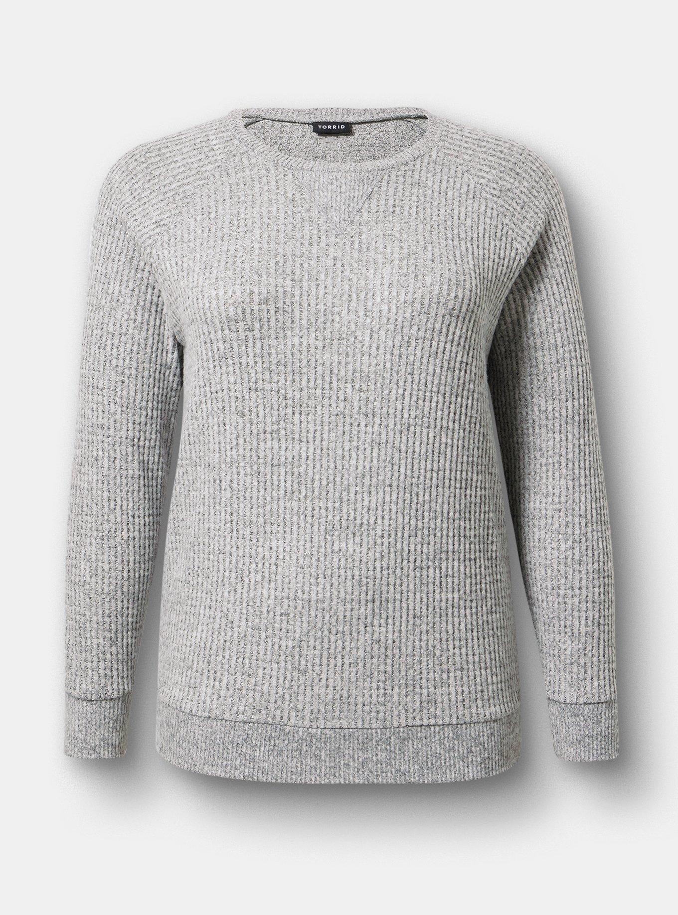 Brushed Waffle Raglan Sweatshirt, MED HEATHER GREY, hi-res