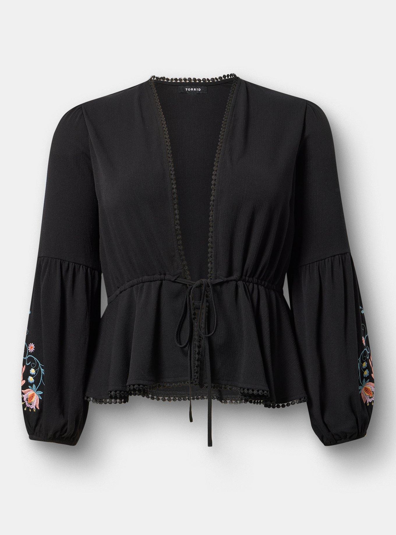 Peplum Kimono, DEEP BLACK, flat