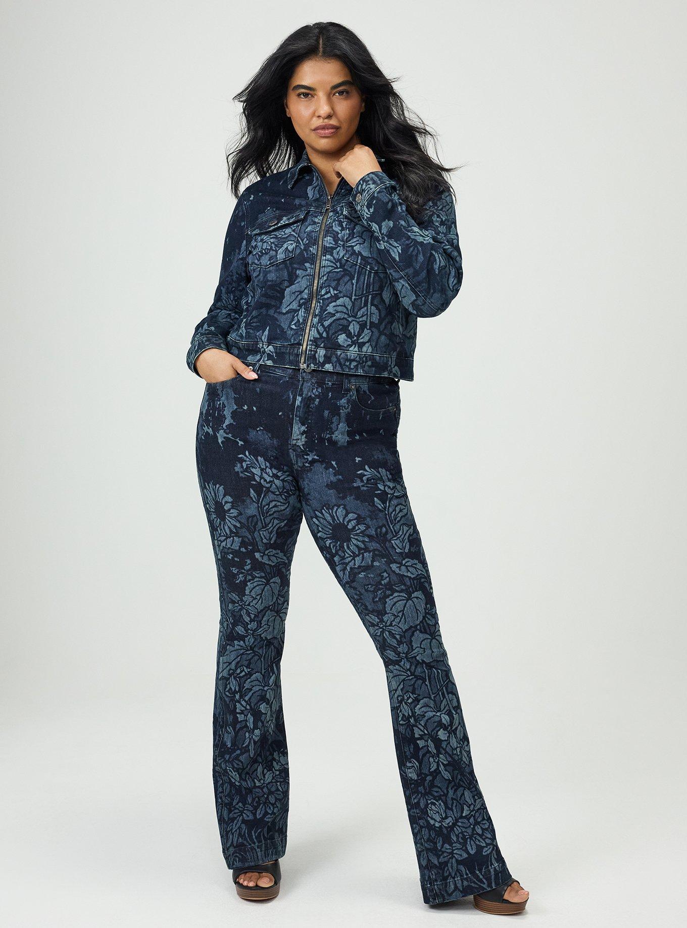 Floral Stretch Denim Jacket, LASER FLORAL, alternate