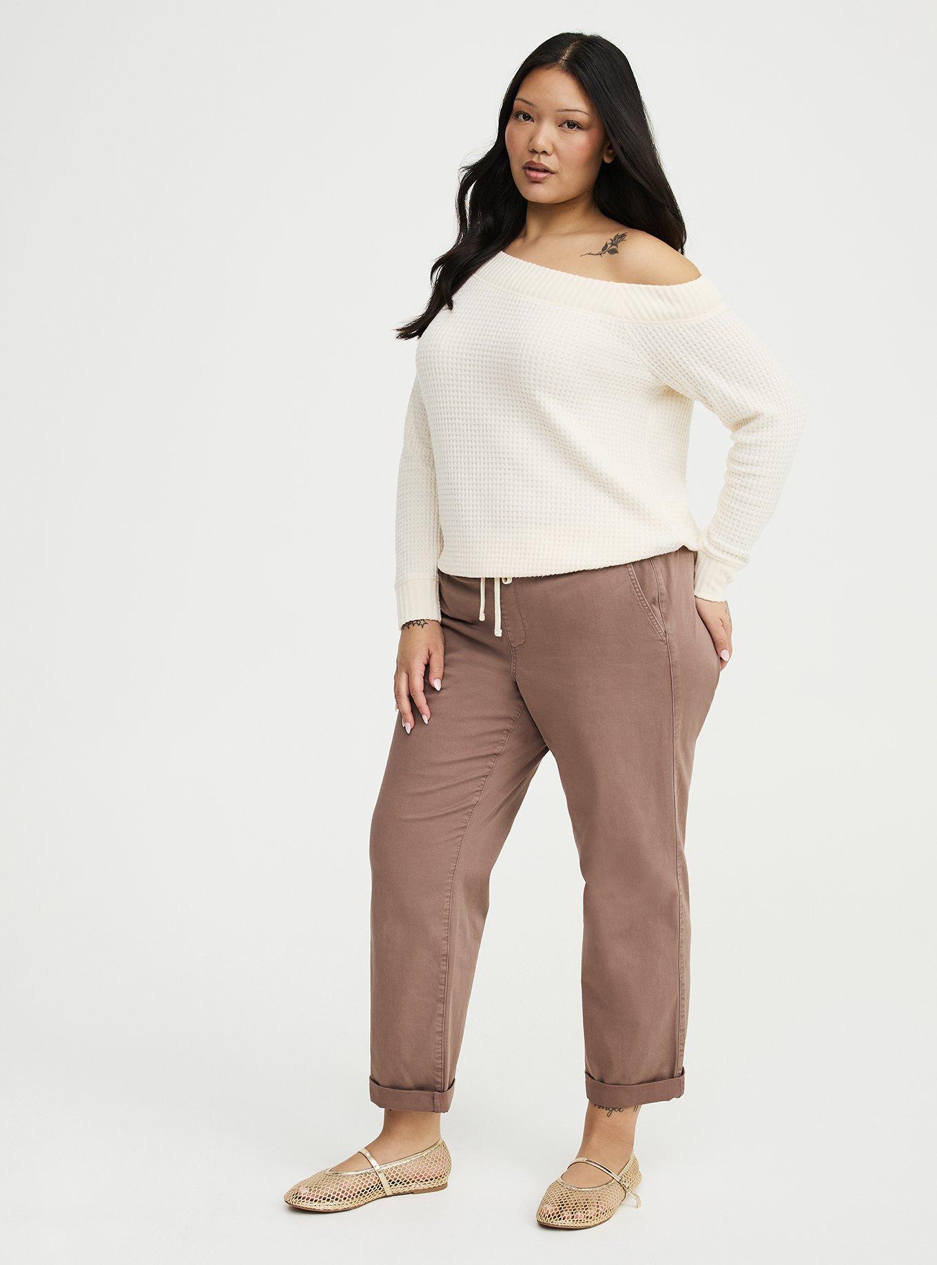 Brushed Waffle Off-The-Shoulder Sweatshirt, DEW, alternate