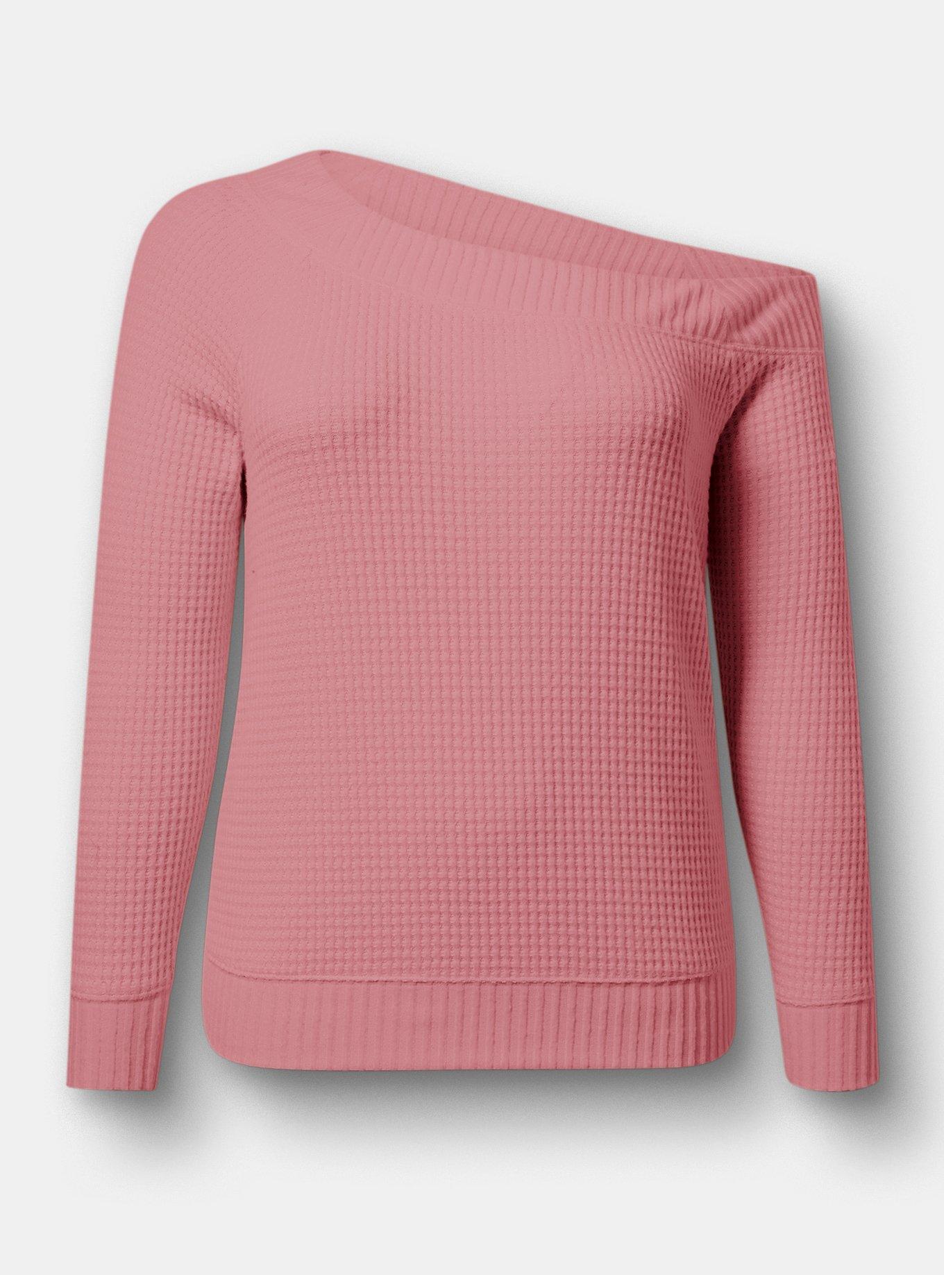 Brushed Waffle Off-The-Shoulder Sweatshirt, MESA ROSE, hi-res