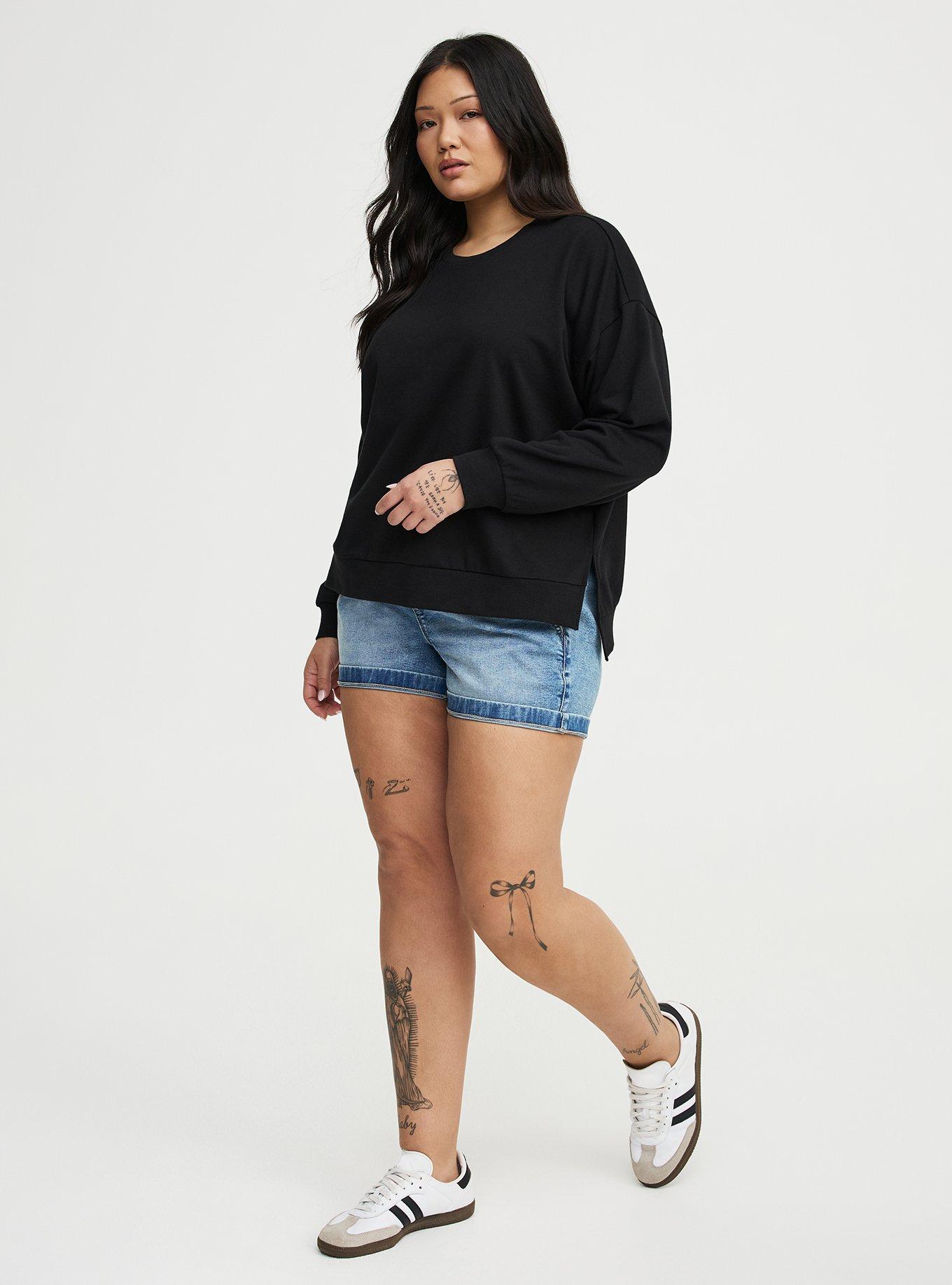 Brushed Waffle Crew Sweatshirt, DEEP BLACK, alternate