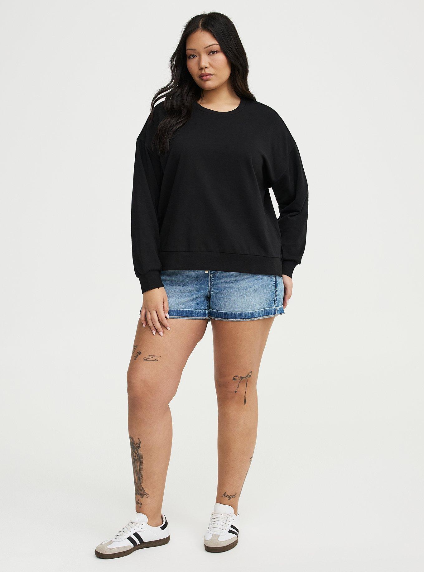 Brushed Waffle Crew Sweatshirt, DEEP BLACK, alternate