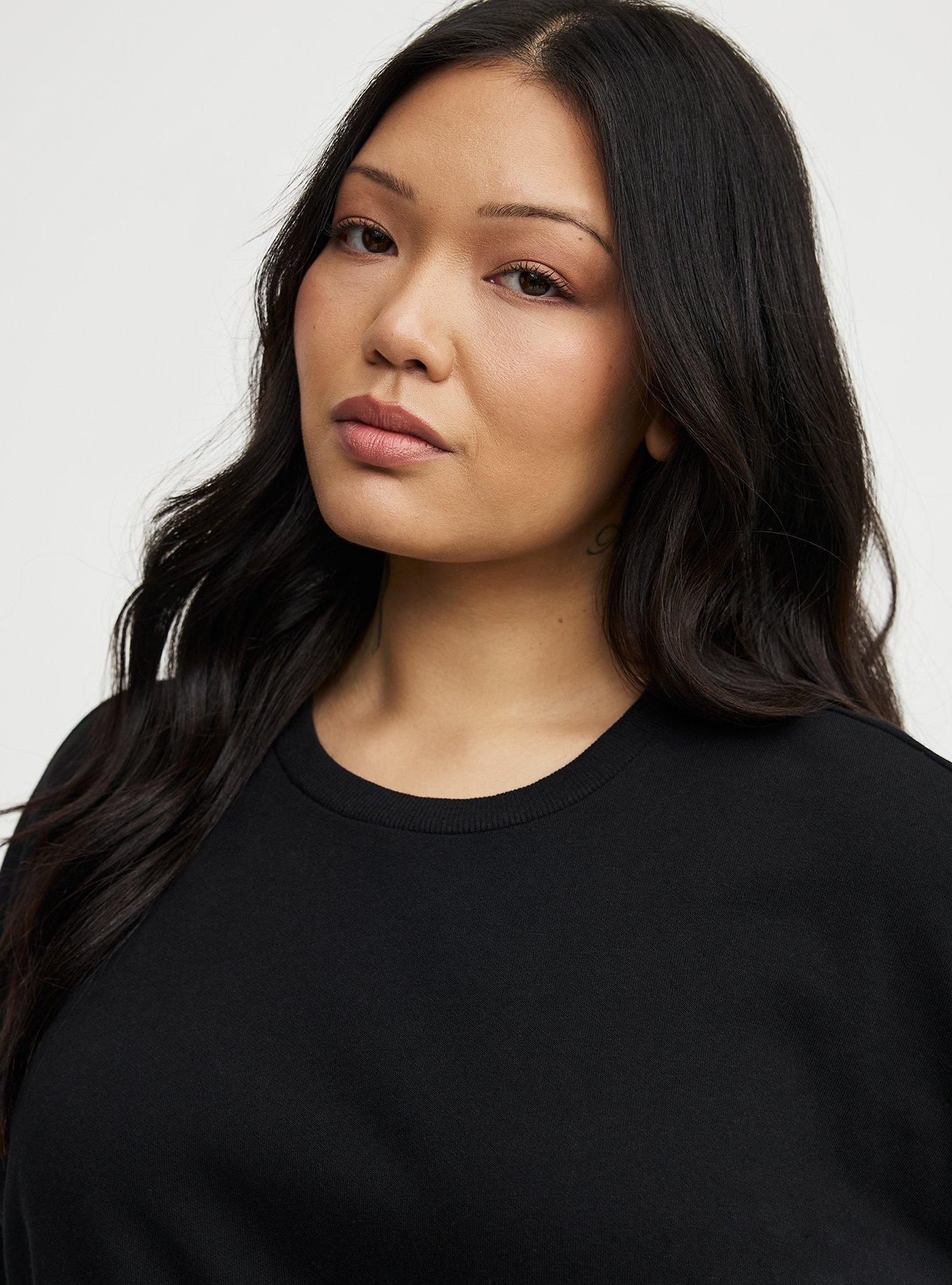 Brushed Waffle Crew Sweatshirt, DEEP BLACK, alternate