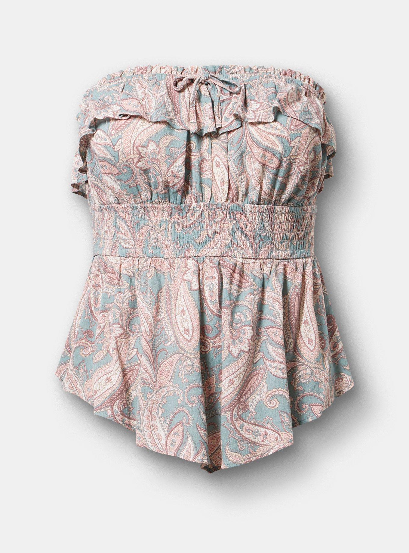 Crinkle Gauze Smocked Tube Top, FRENCH PAISLEY MULTI, hi-res