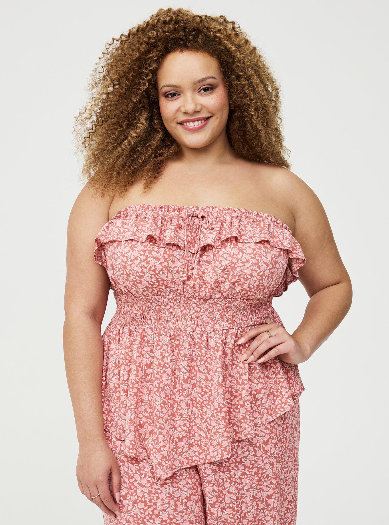 Crinkle Gauze Smocked Tube Top, DANIELLE DITSY FLORAL CORAL, alternate