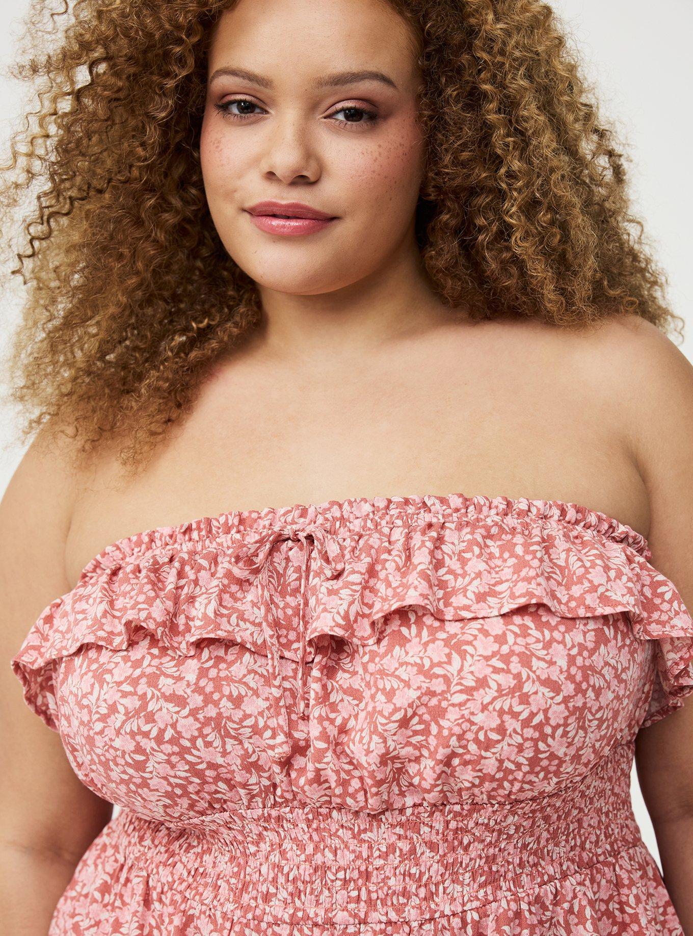Crinkle Gauze Smocked Tube Top, DANIELLE DITSY FLORAL CORAL, alternate