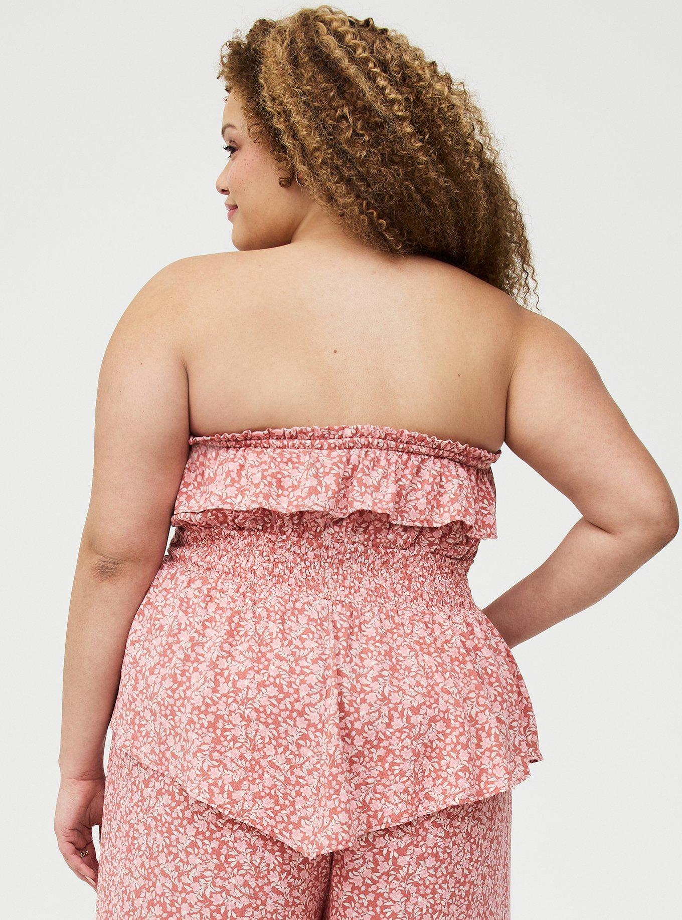 Crinkle Gauze Smocked Tube Top, DANIELLE DITSY FLORAL CORAL, alternate