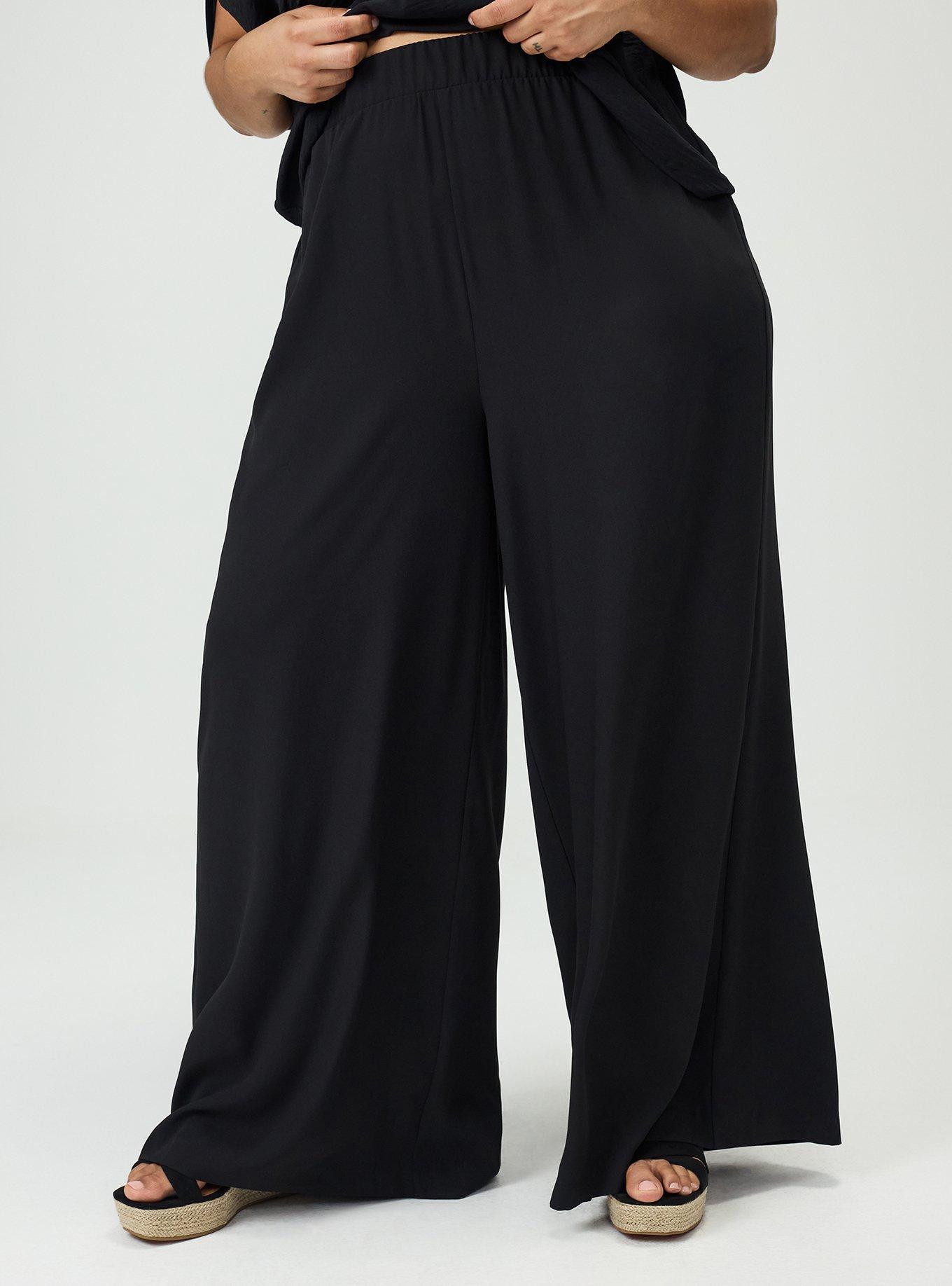 Pull-On High-Rise Palazzo Pant, DEEP BLACK, alternate