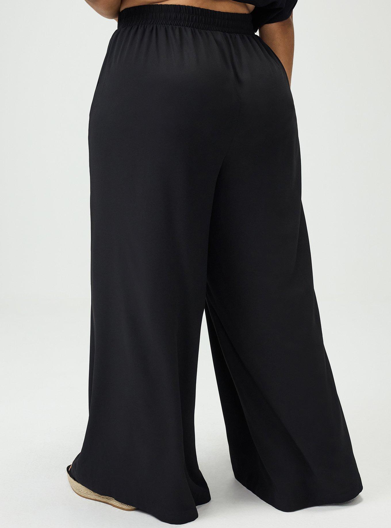 Pull-On High-Rise Palazzo Pant, DEEP BLACK, alternate
