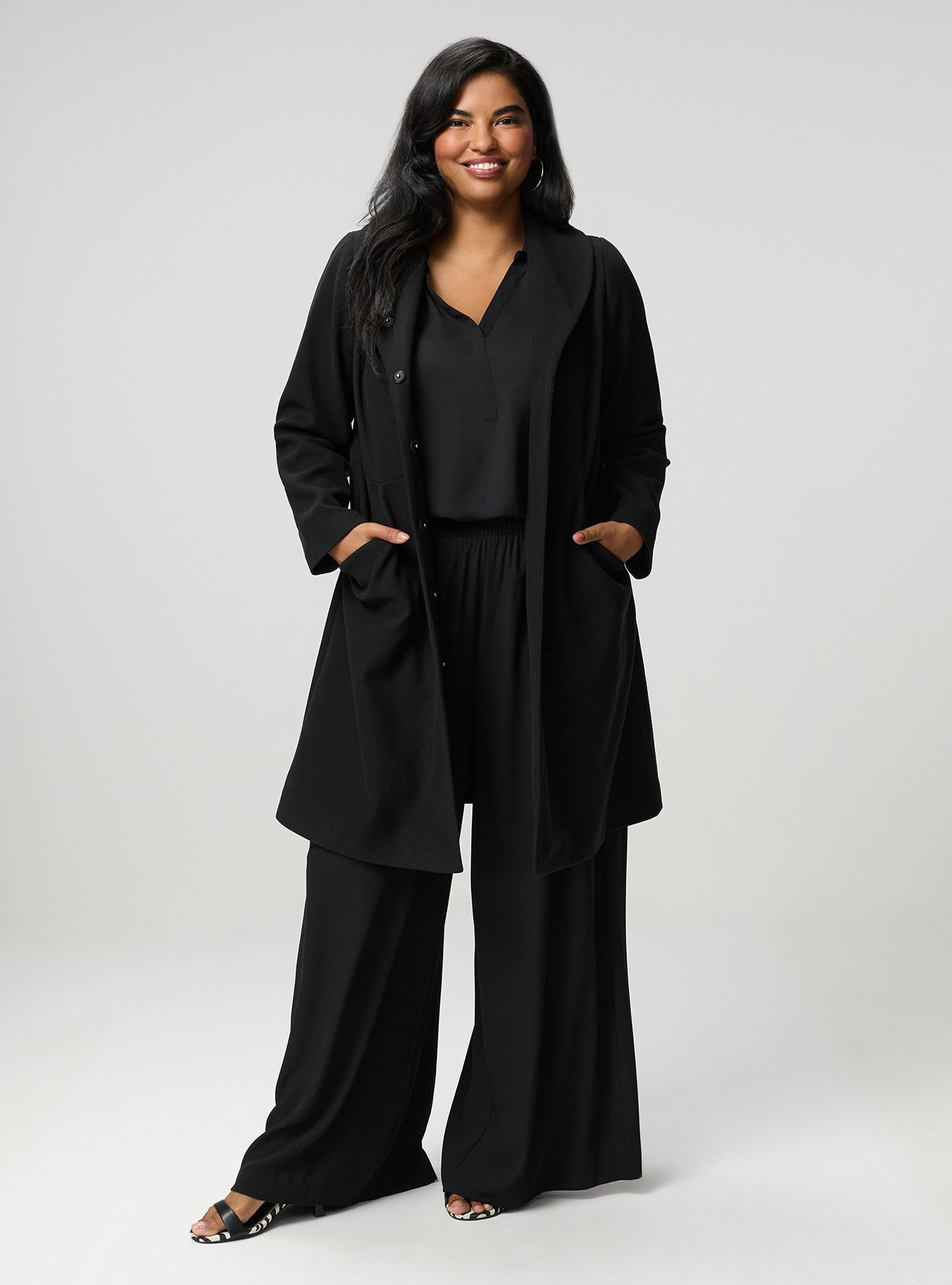 100% Polyester Office Wear High Waisted Palazzo Wide Leg Pants For Women – Dressy Black Trousers, Tall Plus Size, Year-Round Versatility