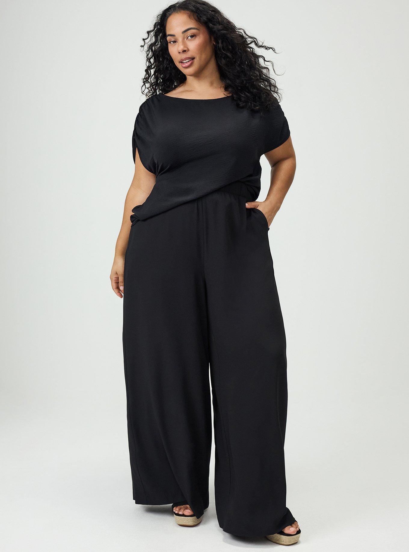 Pull-On High-Rise Palazzo Pant, DEEP BLACK, alternate