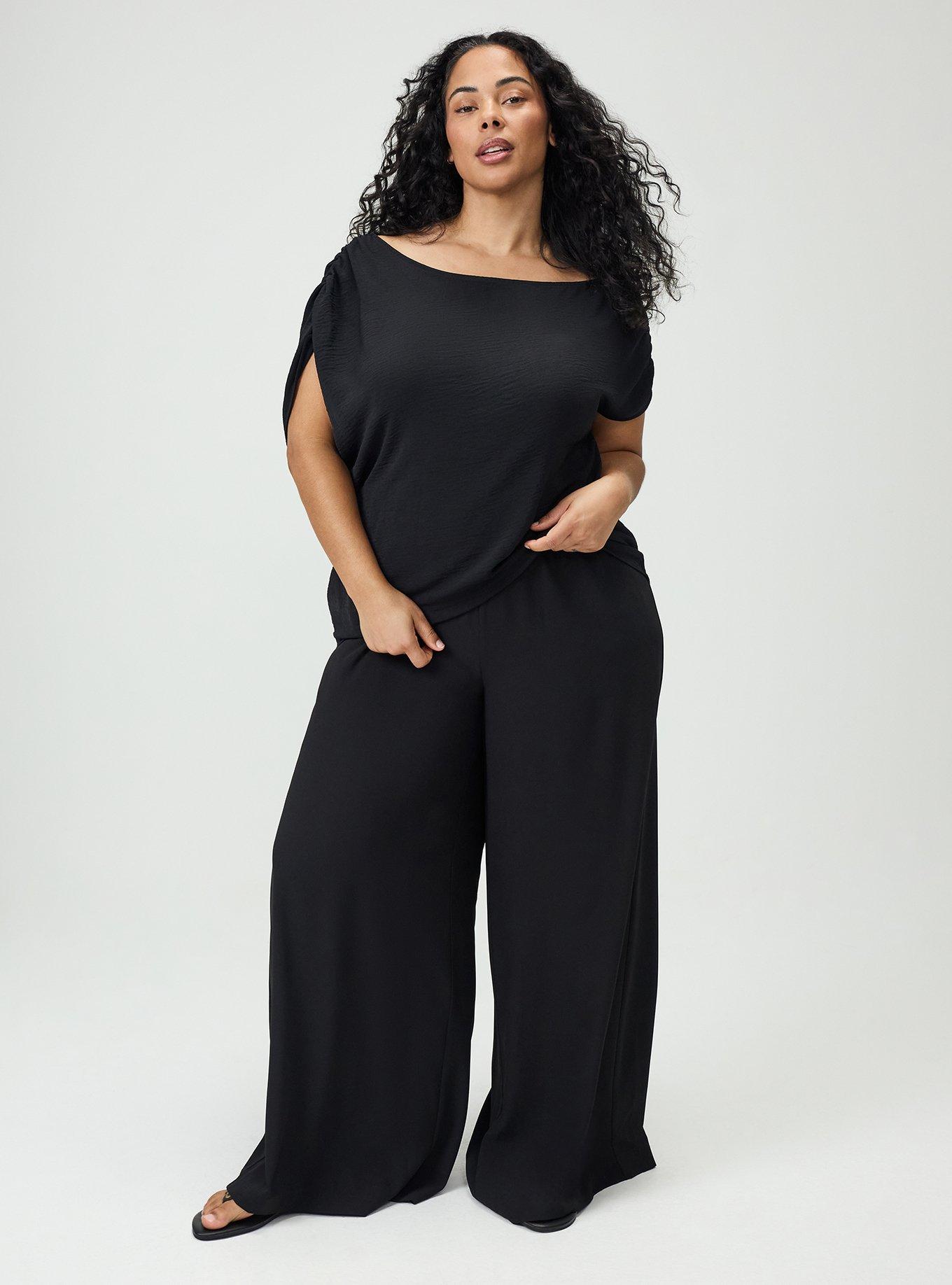 Pull-On High-Rise Palazzo Pant, DEEP BLACK, hi-res