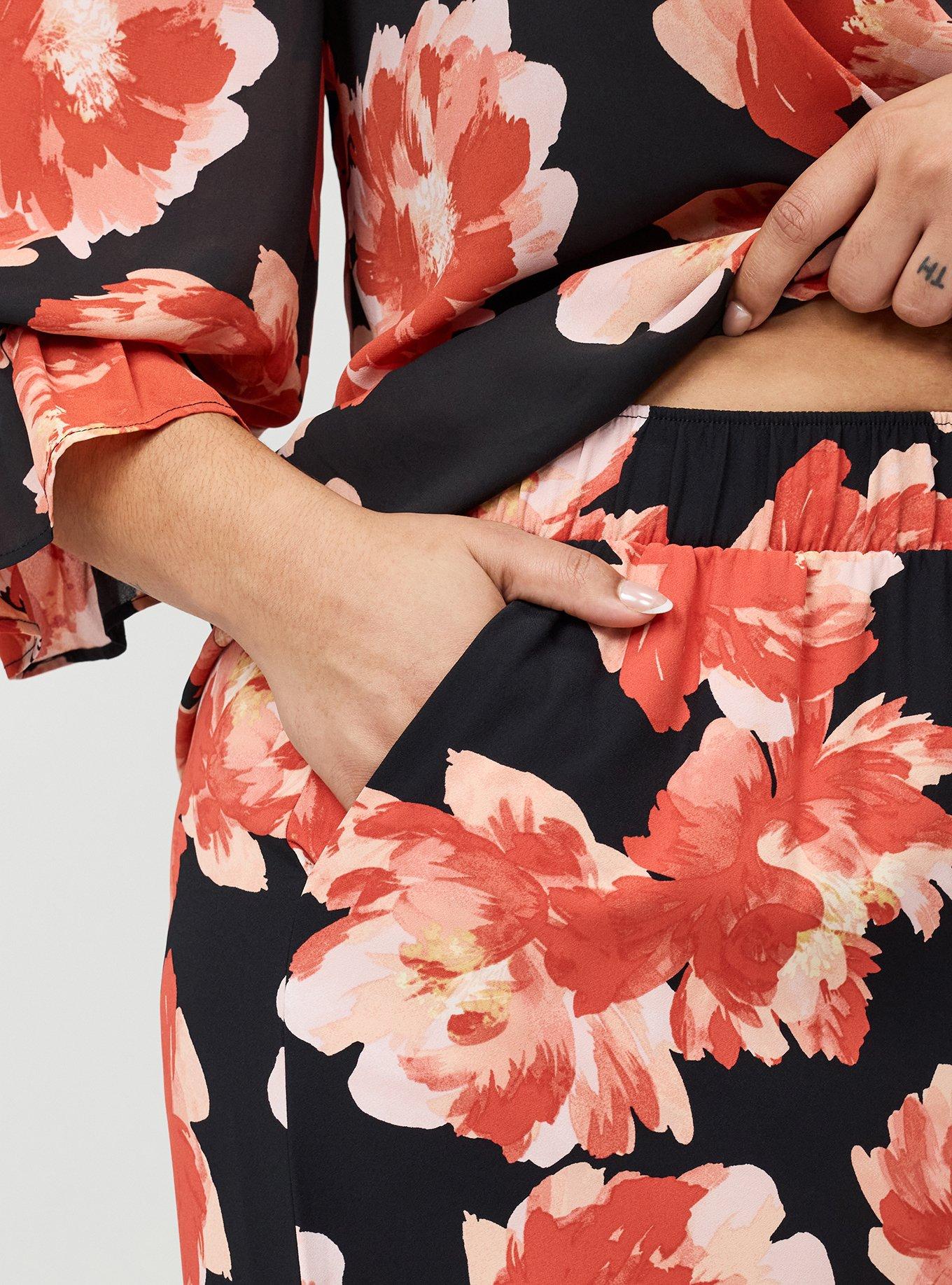 Pull-On High-Rise Palazzo Pant, SHOWERING PEONIES FLORAL BLACK, alternate