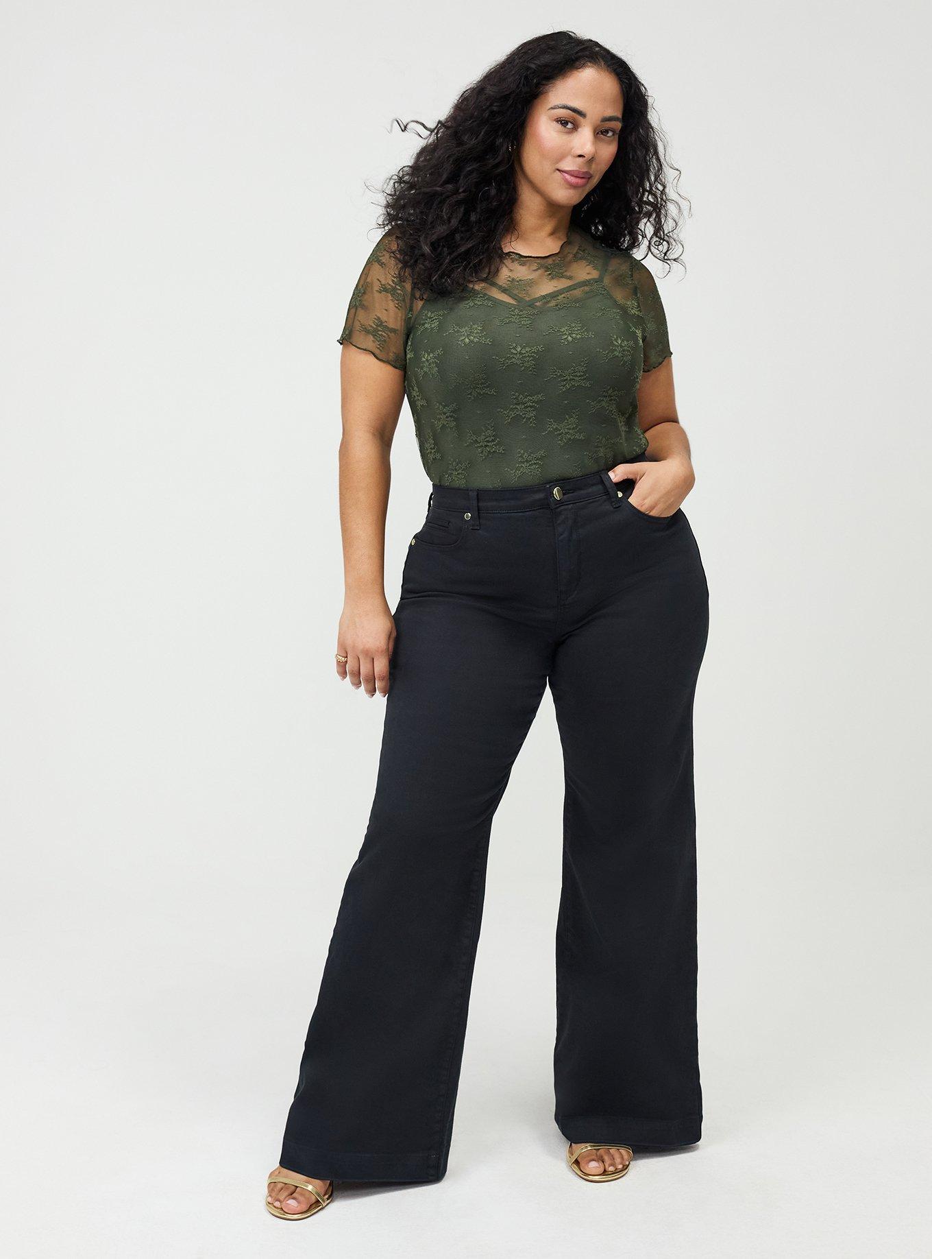 Sheer Lace Short Sleeve Top, DEEP DEPTHS, alternate
