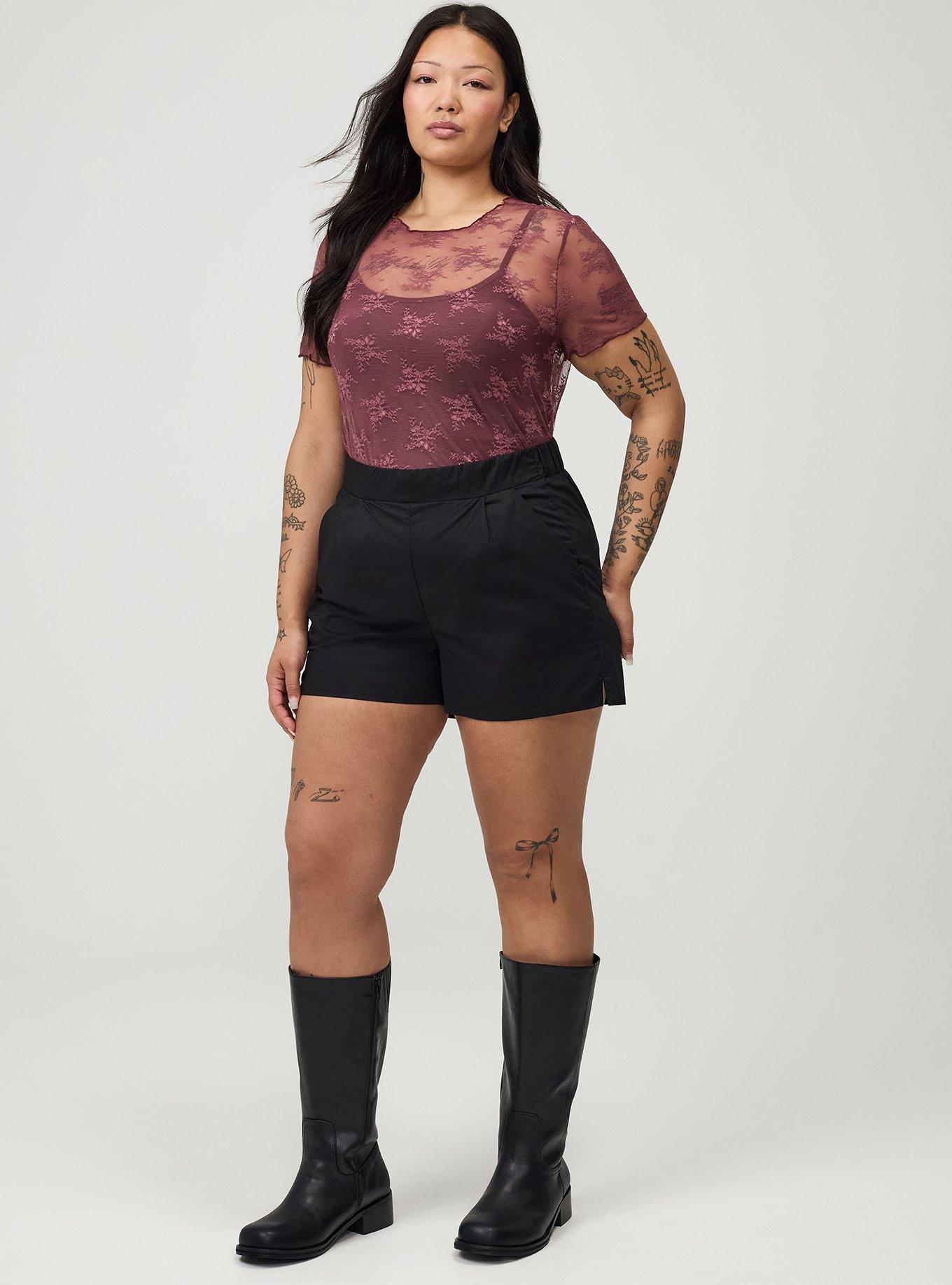 Sheer Lace Short Sleeve Top, WILD GINGER, alternate