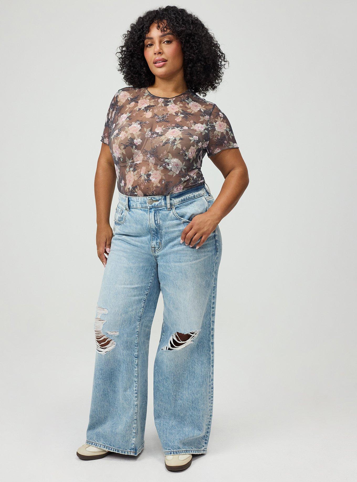Sheer Lace Short Sleeve Top, NORI FLORAL GREY, alternate