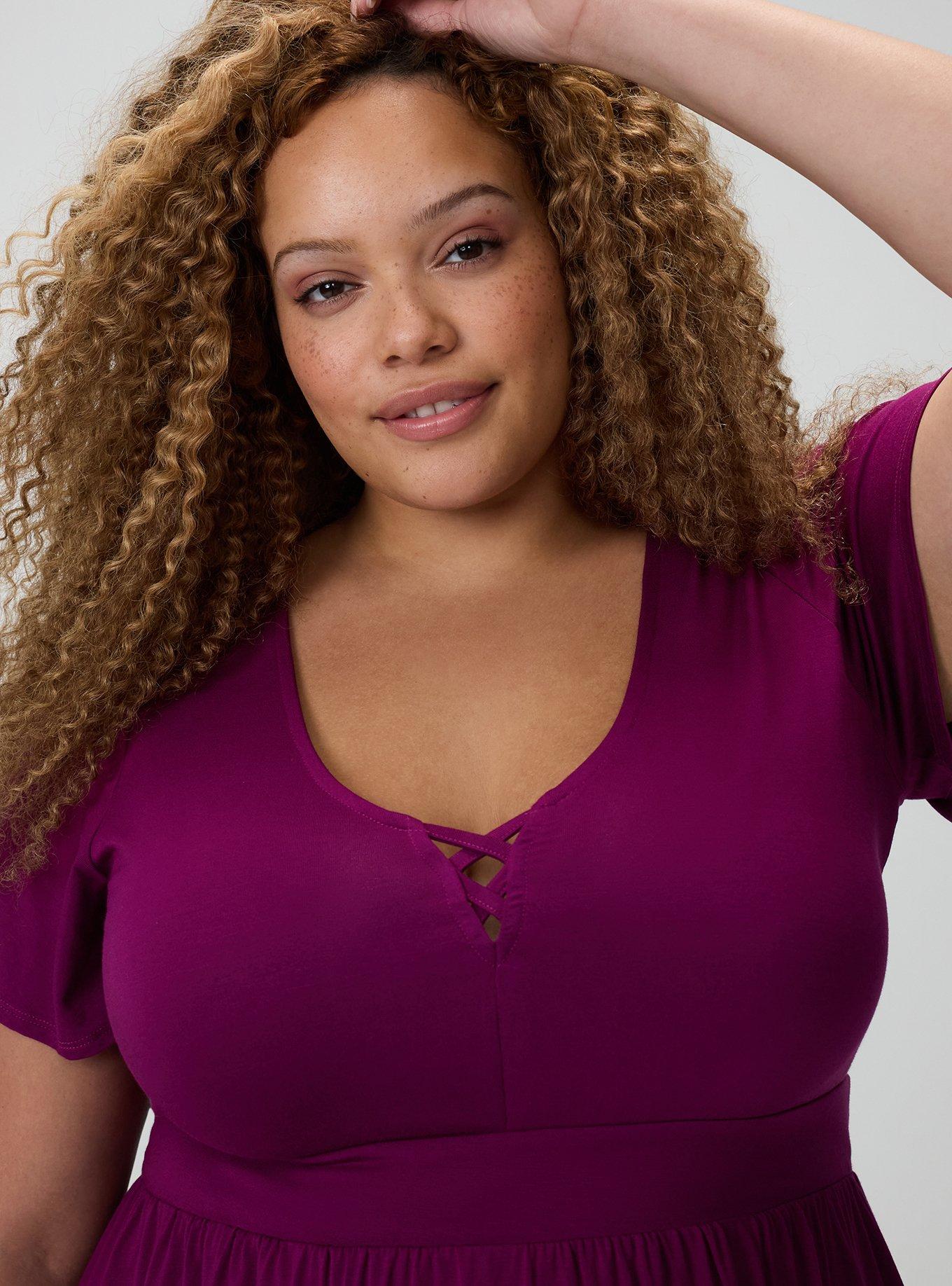 Super Soft Strappy Babydoll Top, PLUM CASPIA, alternate