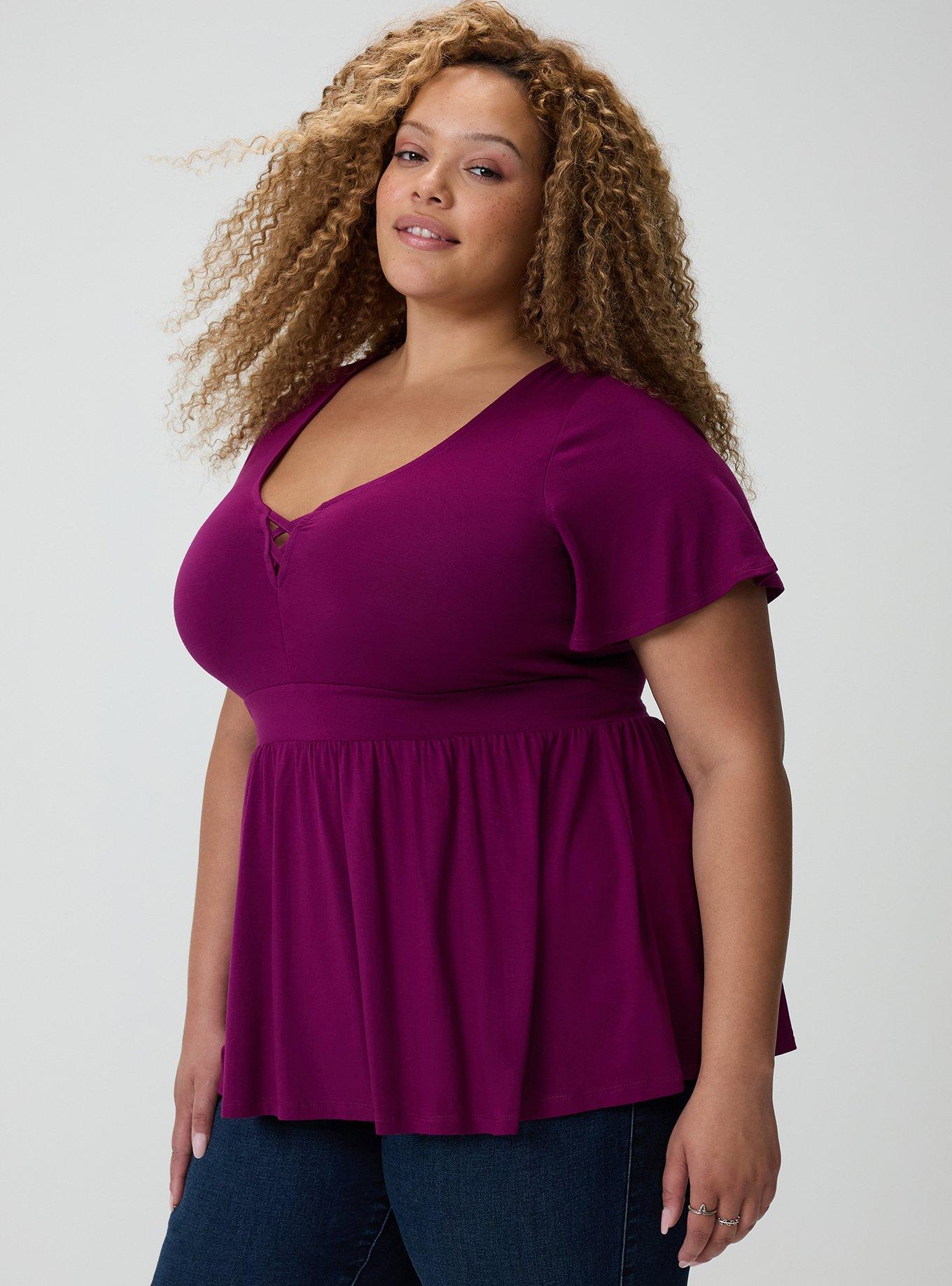 Super Soft Strappy Babydoll Top, PLUM CASPIA, alternate