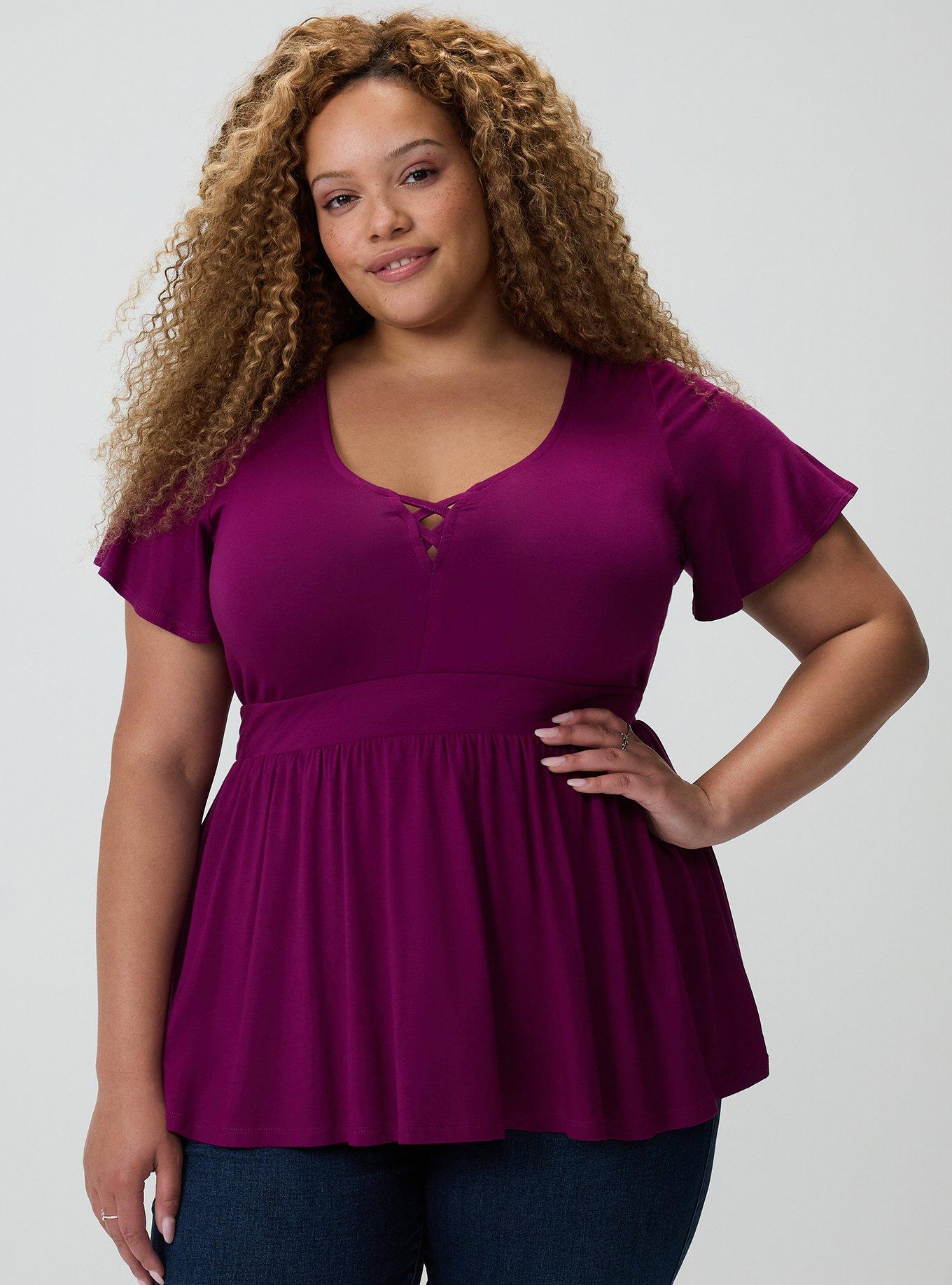 Super Soft Strappy Babydoll Top, PLUM CASPIA, hi-res