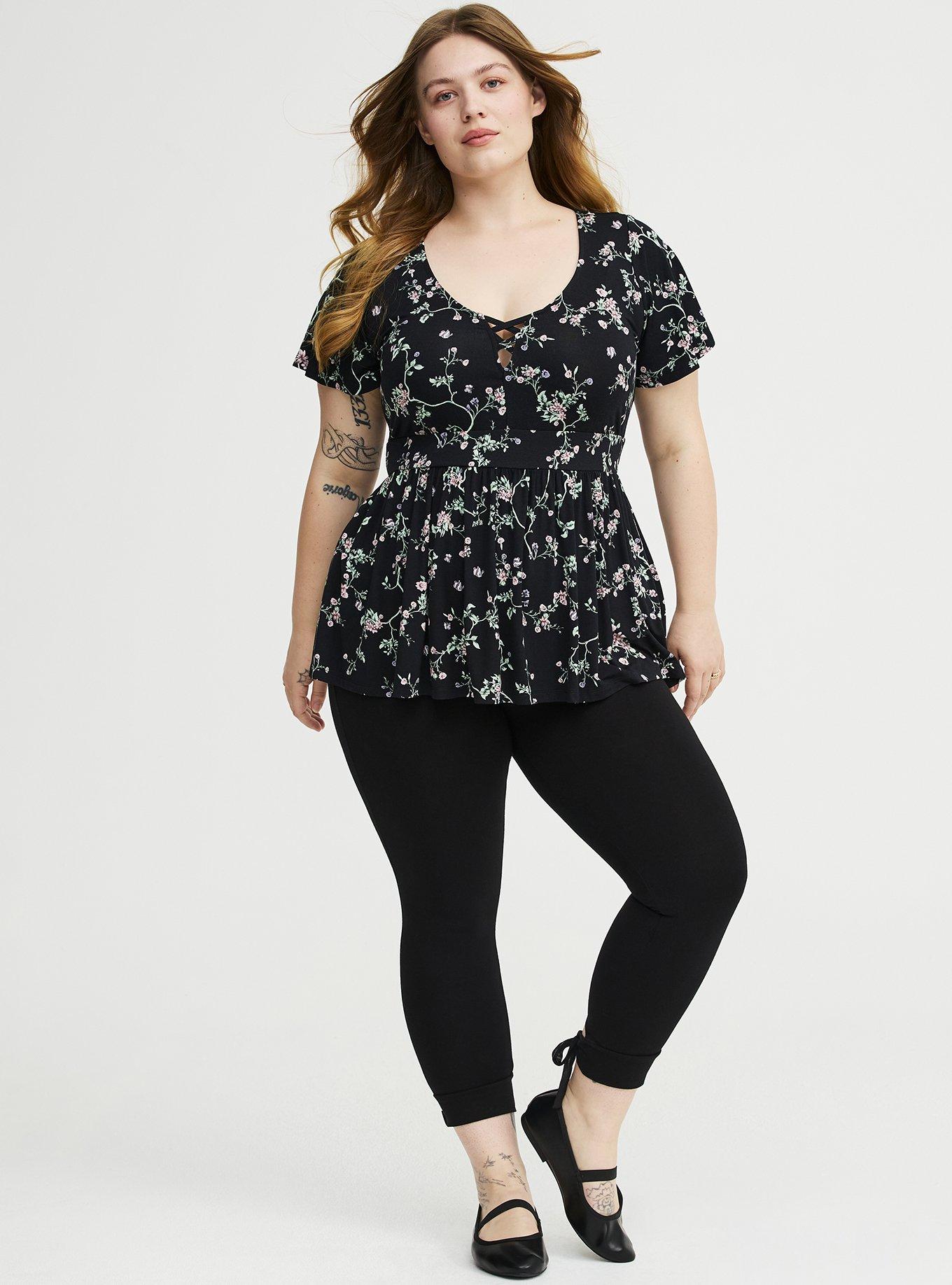 Super Soft Strappy Flutter Sleeve Babydoll Top, CRAWLING FLORAL BLACK, alternate