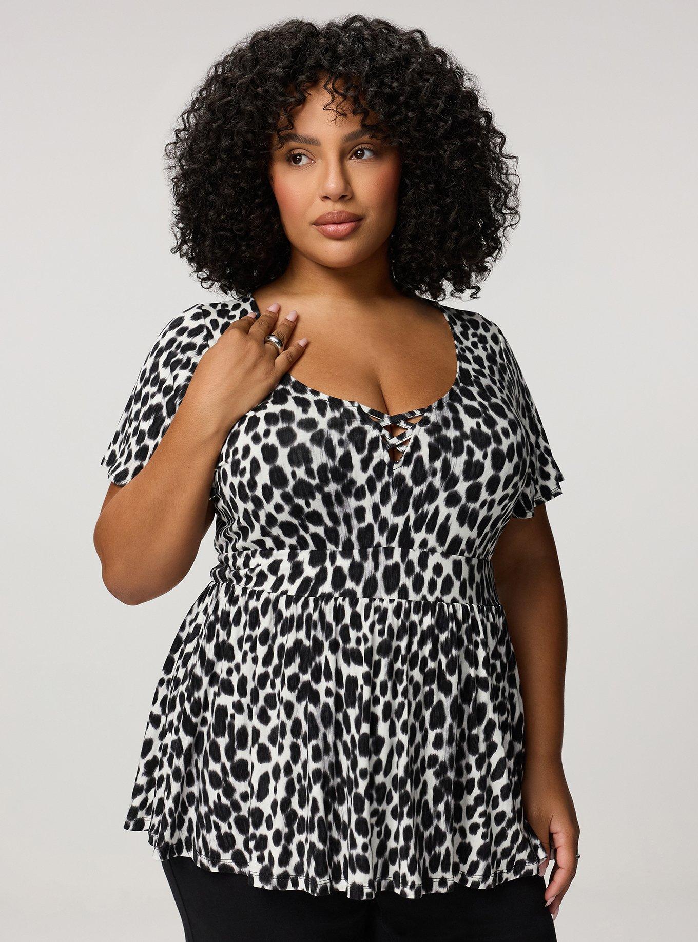 Super Soft Strappy Babydoll Top, IRL CHEETAH GREY, hi-res