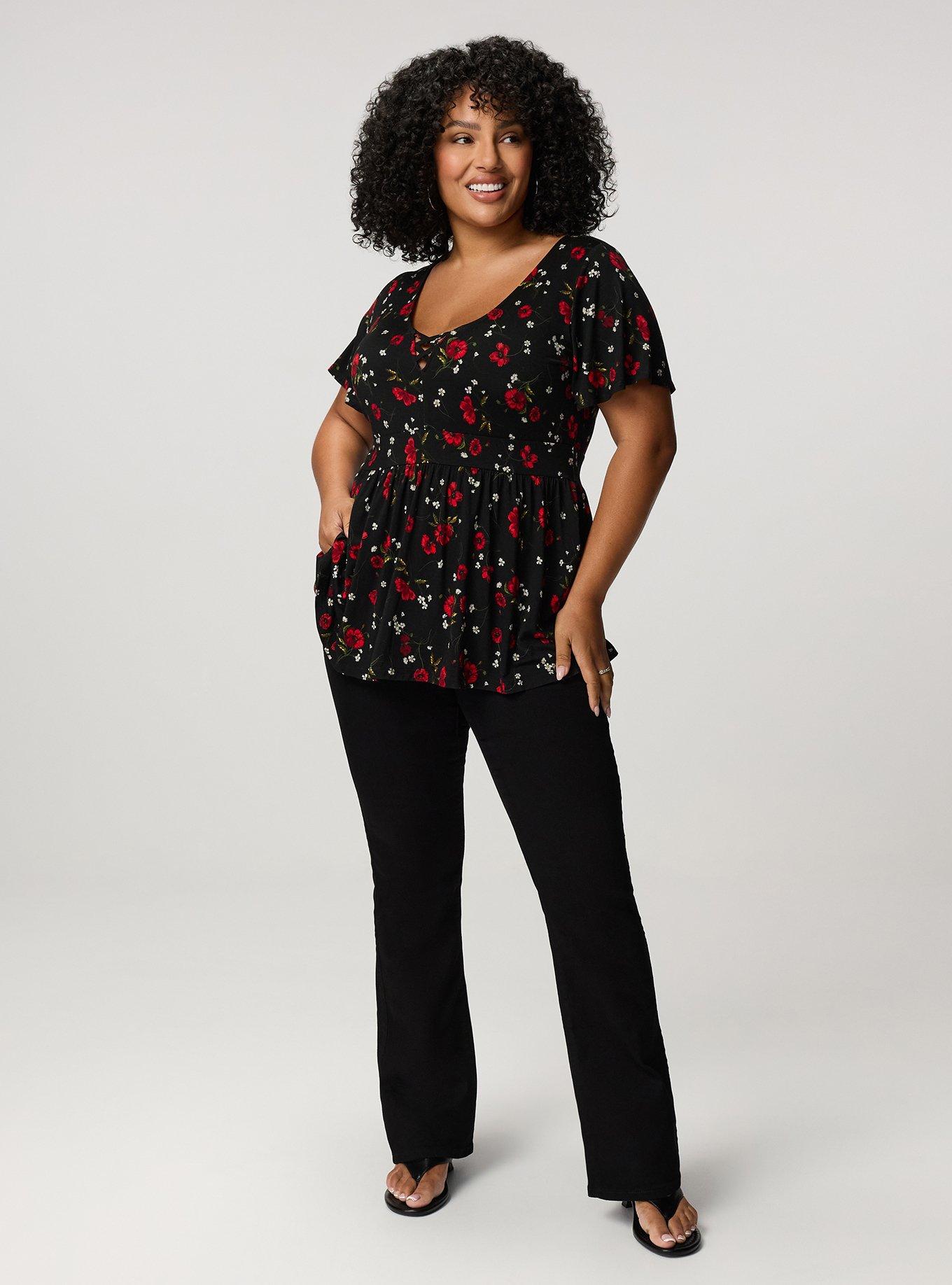 Super Soft Strappy Babydoll Top, CASSANDRA FLORAL BLACK, alternate