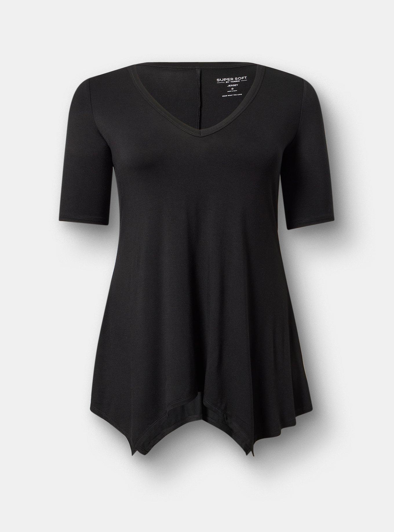 Super Soft Hanky Hem Tunic, DEEP BLACK, hi-res