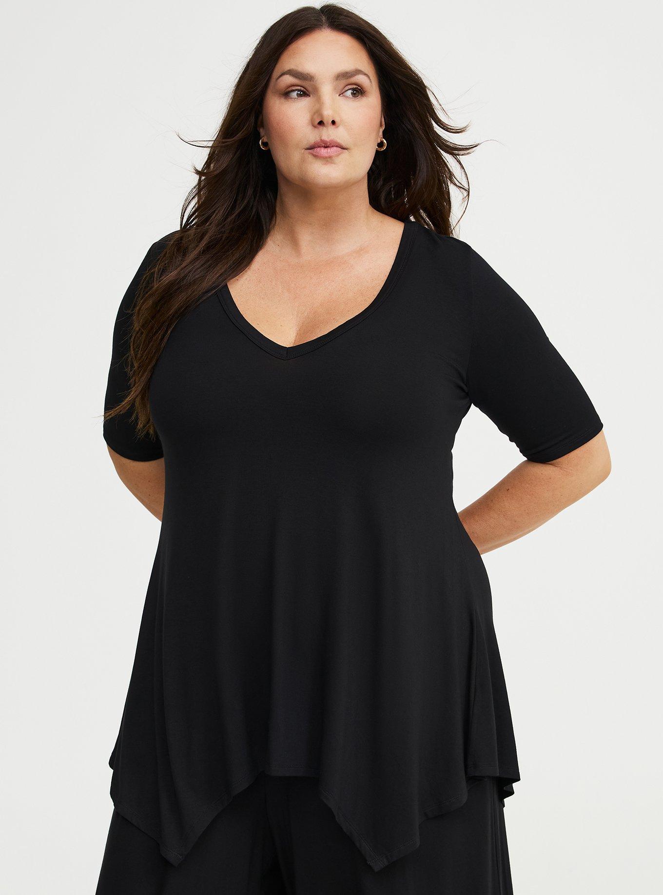 Super Soft Hanky Hem Tunic, DEEP BLACK, hi-res