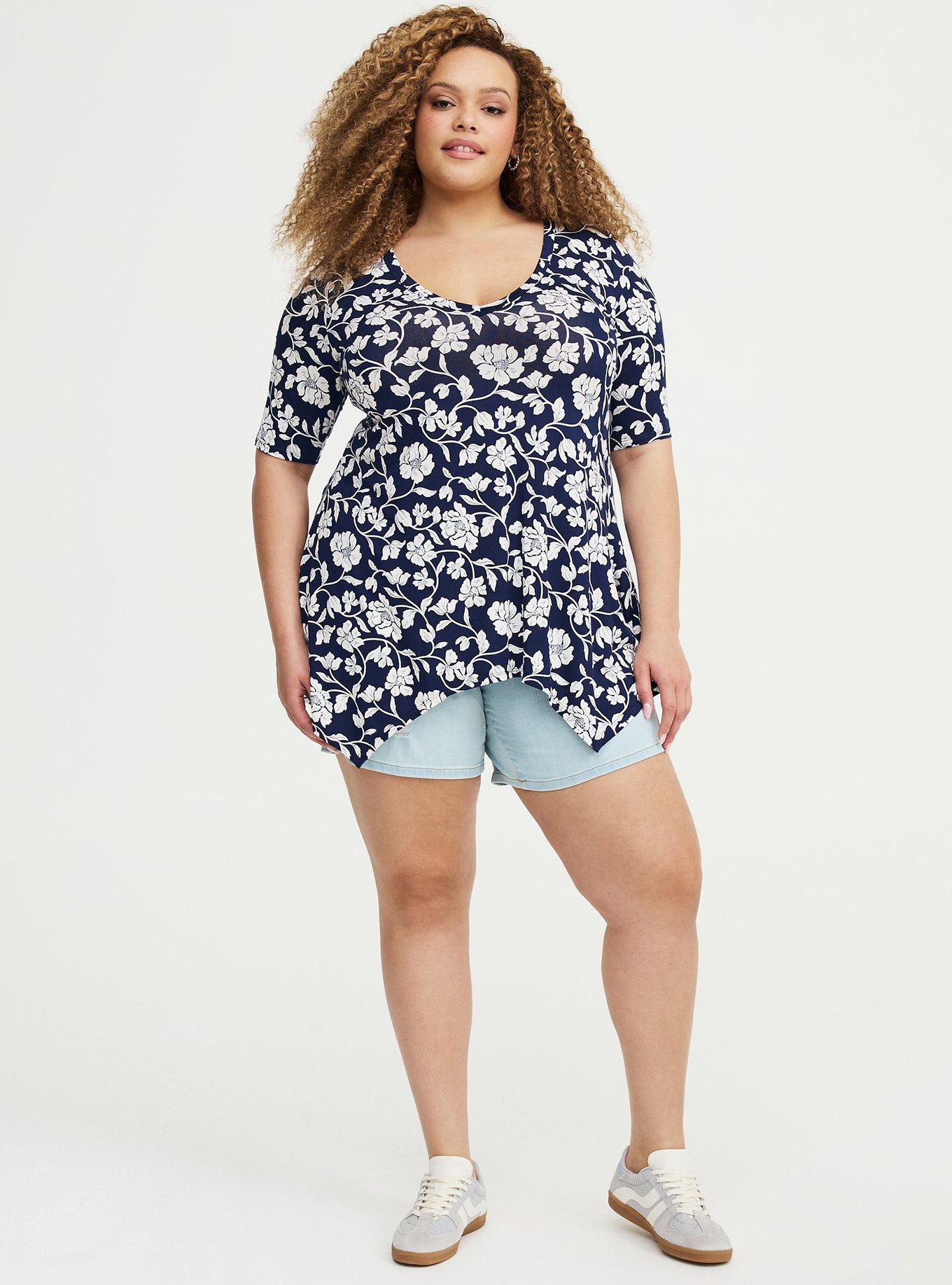 Super Soft Hanky Hem Tunic, BOUDOIR ROSE FLORAL NAVY, alternate