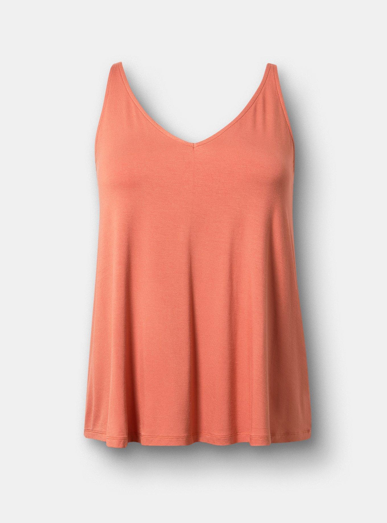 Plus Size Super Soft V-Neck Swing Tank, ARAGON, flat