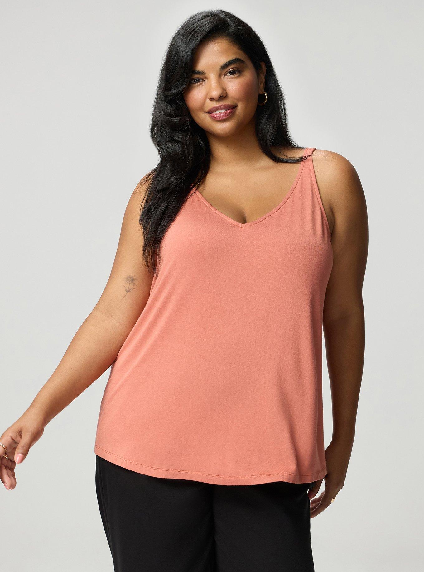 Plus Size Super Soft V-Neck Swing Tank, ARAGON, hi-res