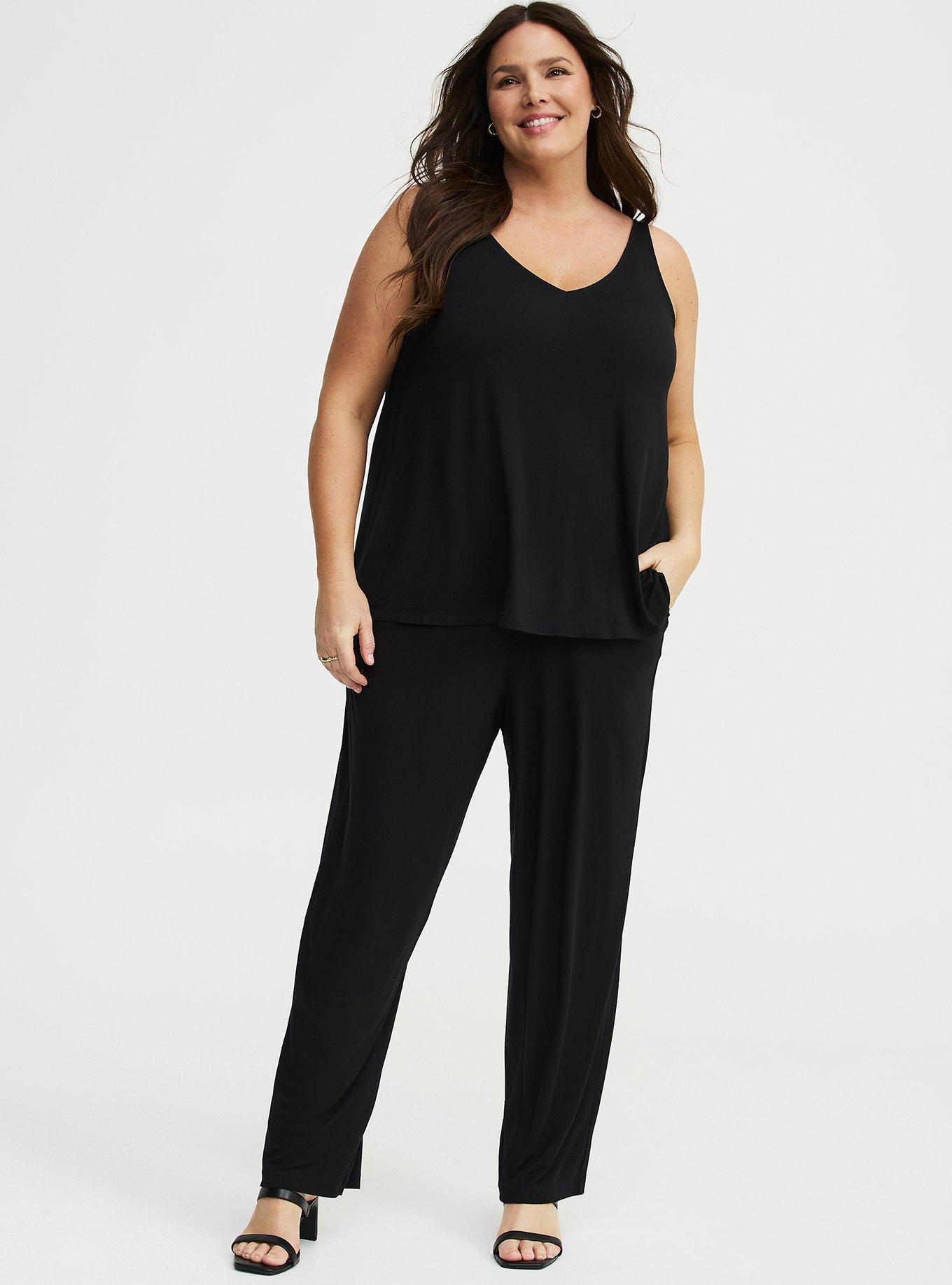 Super Soft V-Neck Swing Tank, DEEP BLACK, alternate