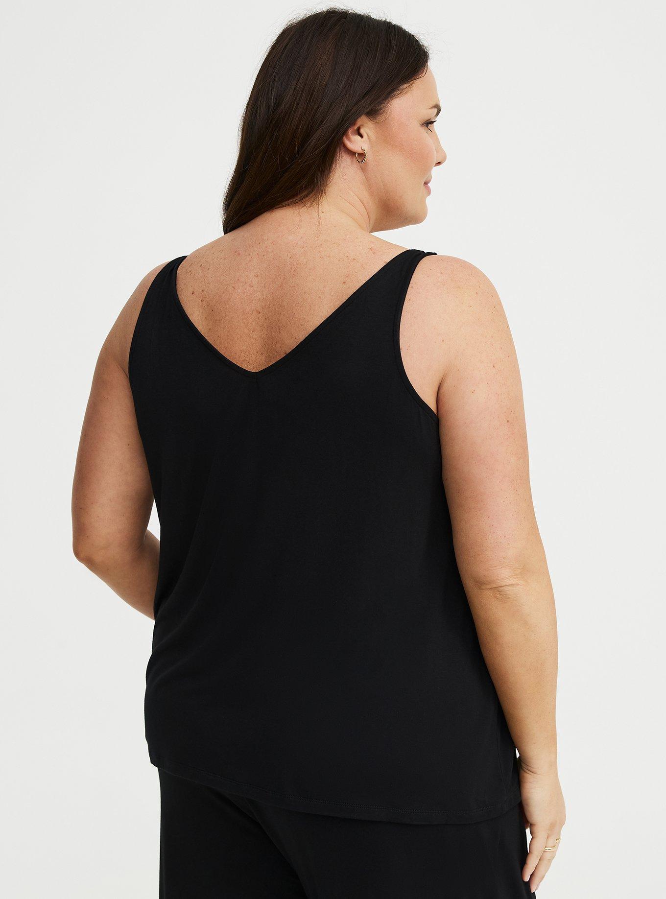 Super Soft V-Neck Swing Tank, DEEP BLACK, alternate