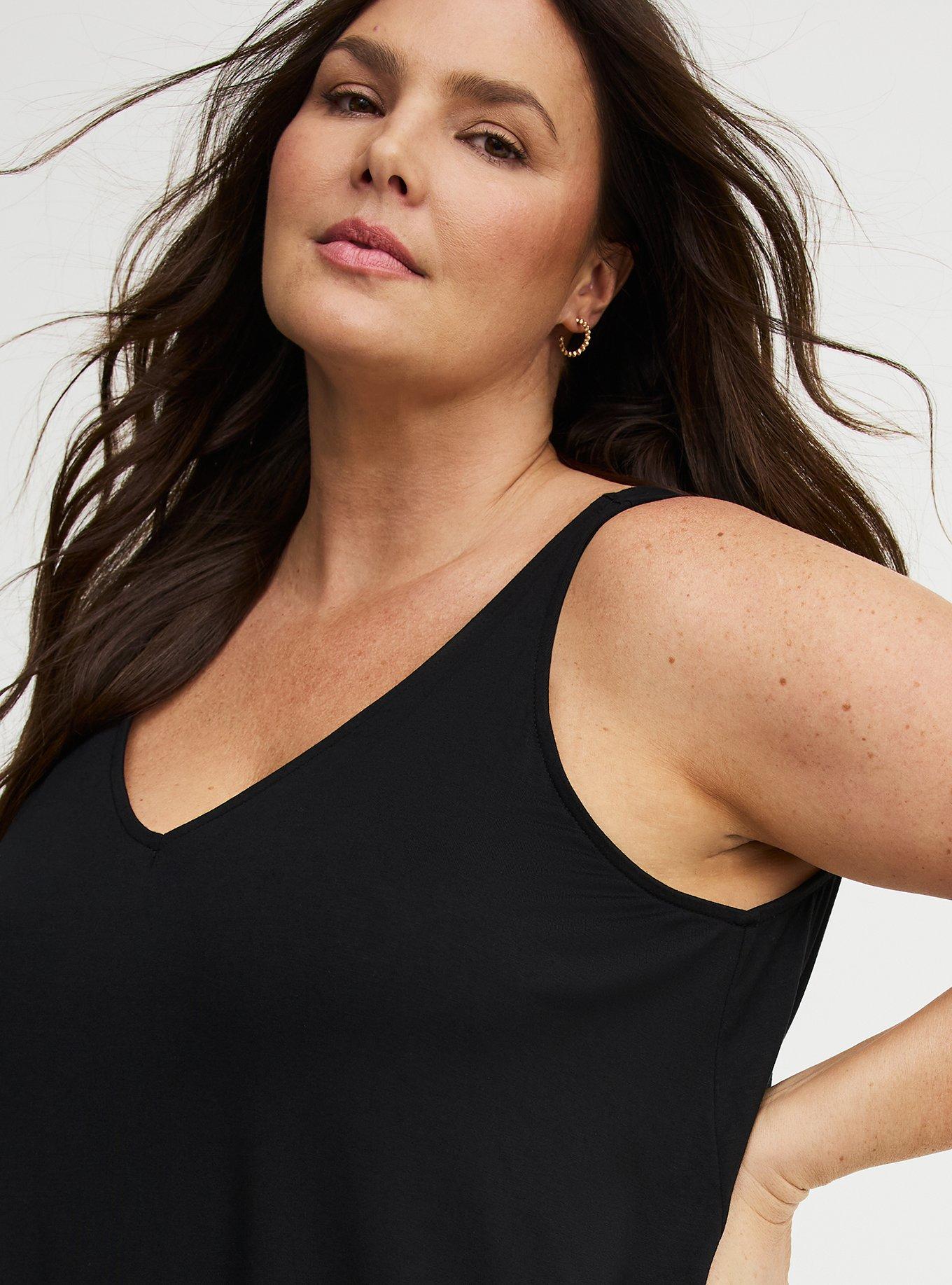 Super Soft V-Neck Swing Tank, DEEP BLACK, alternate