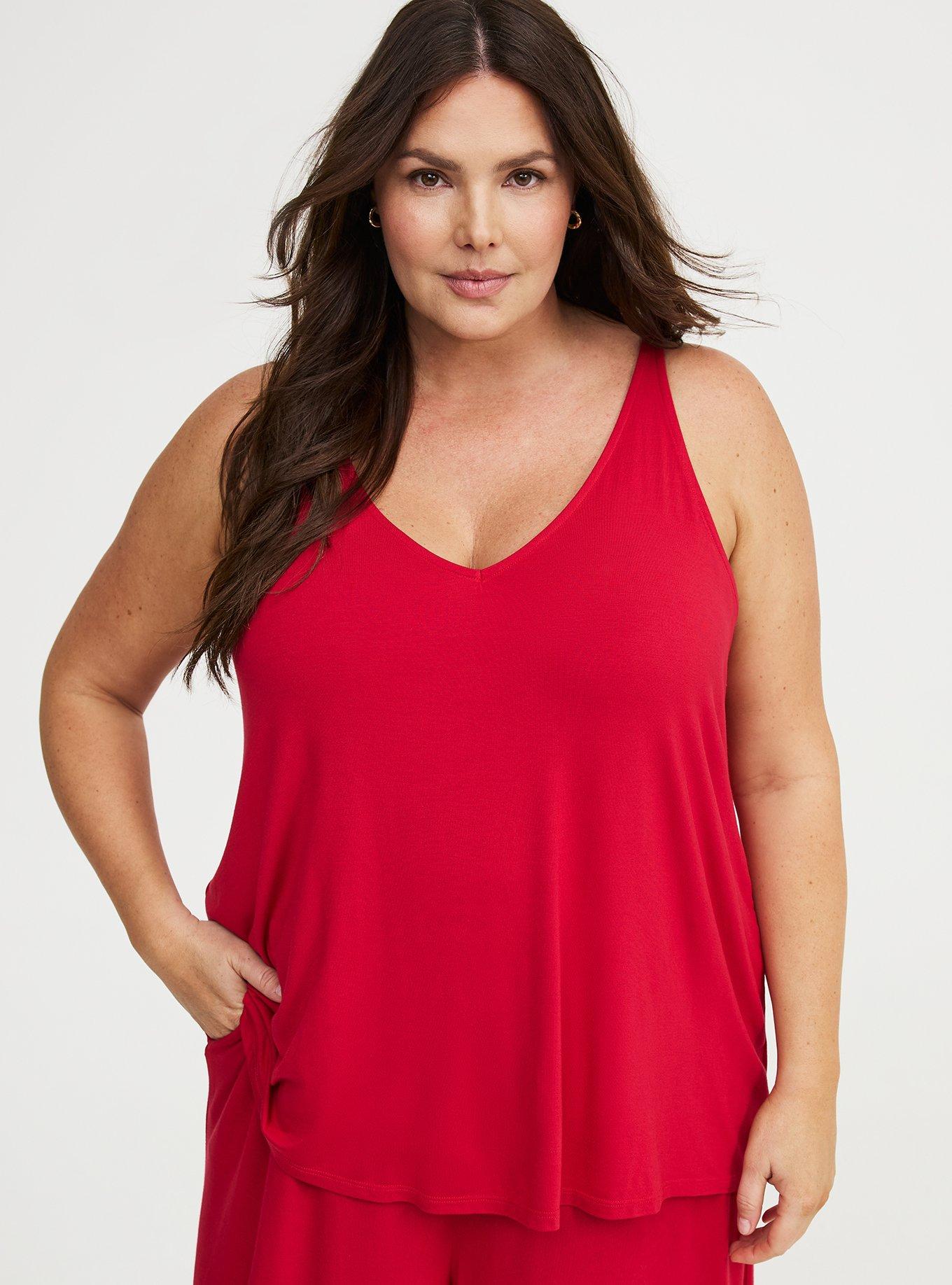 Super Soft V-Neck Swing Tank, JESTER RED, hi-res