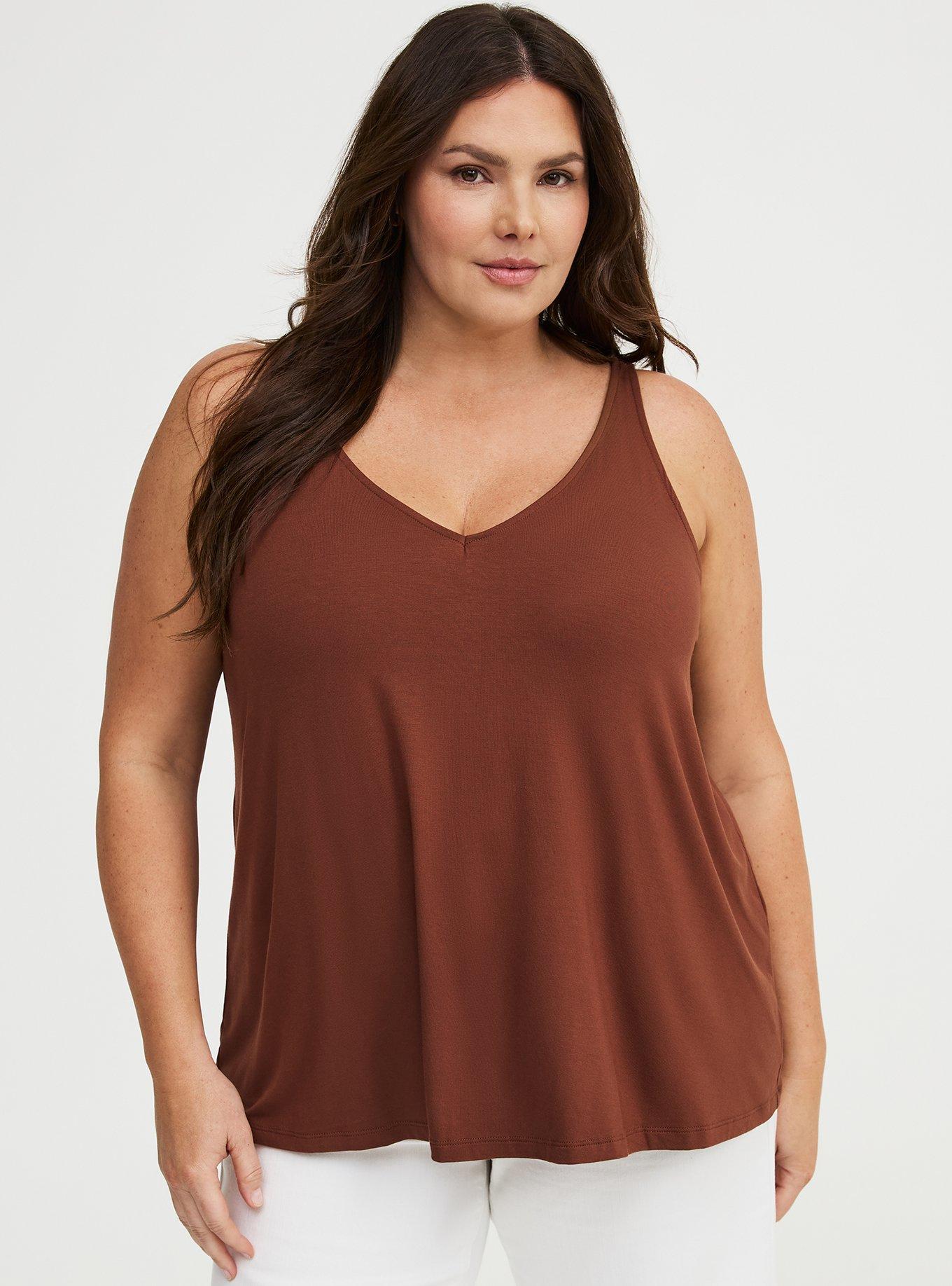 Super Soft V-Neck Swing Tank, CAPPUCCINO, hi-res